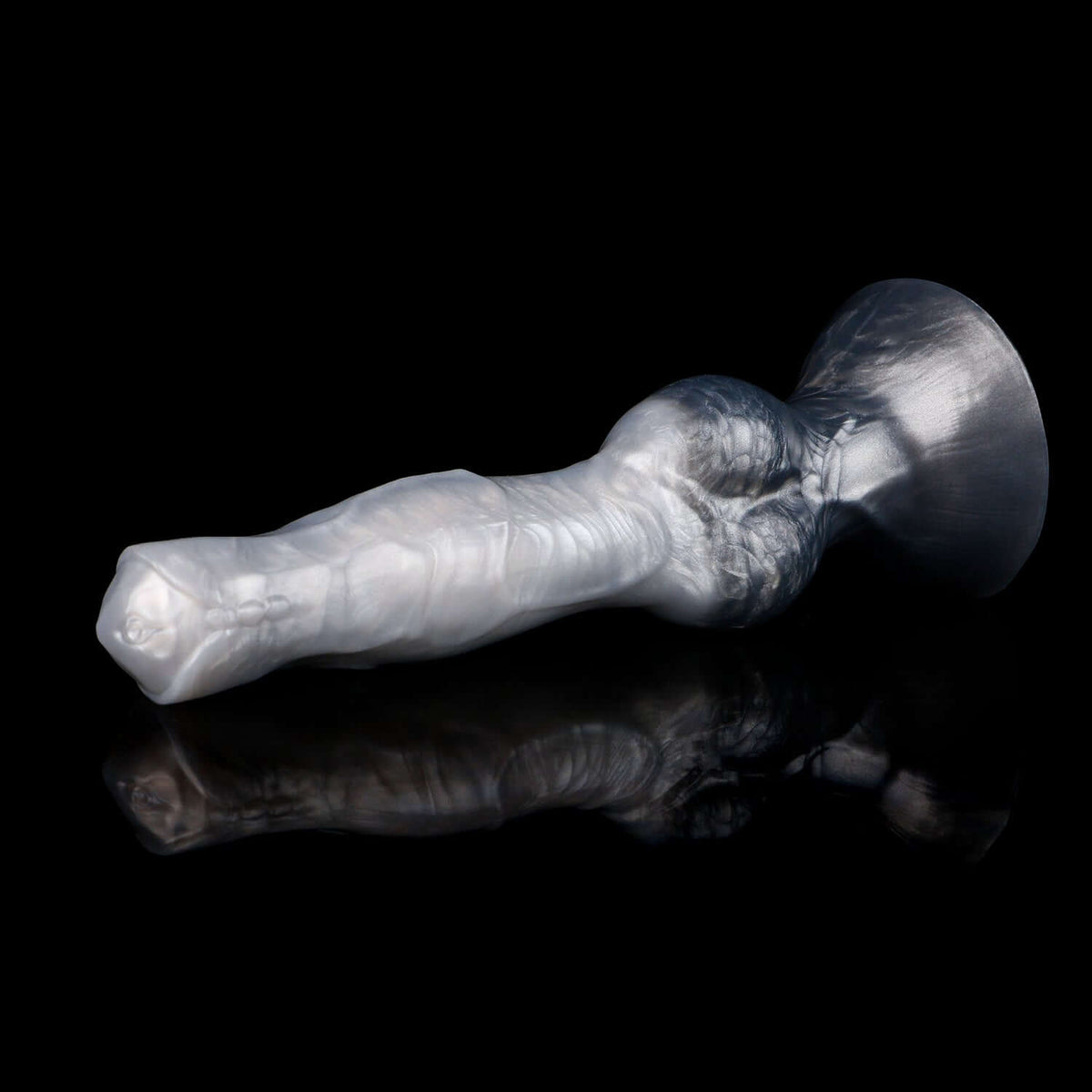 Managarmr monster dildo in the Stormpeak colourway -- platinum silicone -- Dragon Dildo®
