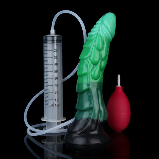 Peluda ejaculating dragon dildo in the Verdantclaw colourway -- platinum silicone -- Dragon Dildo®