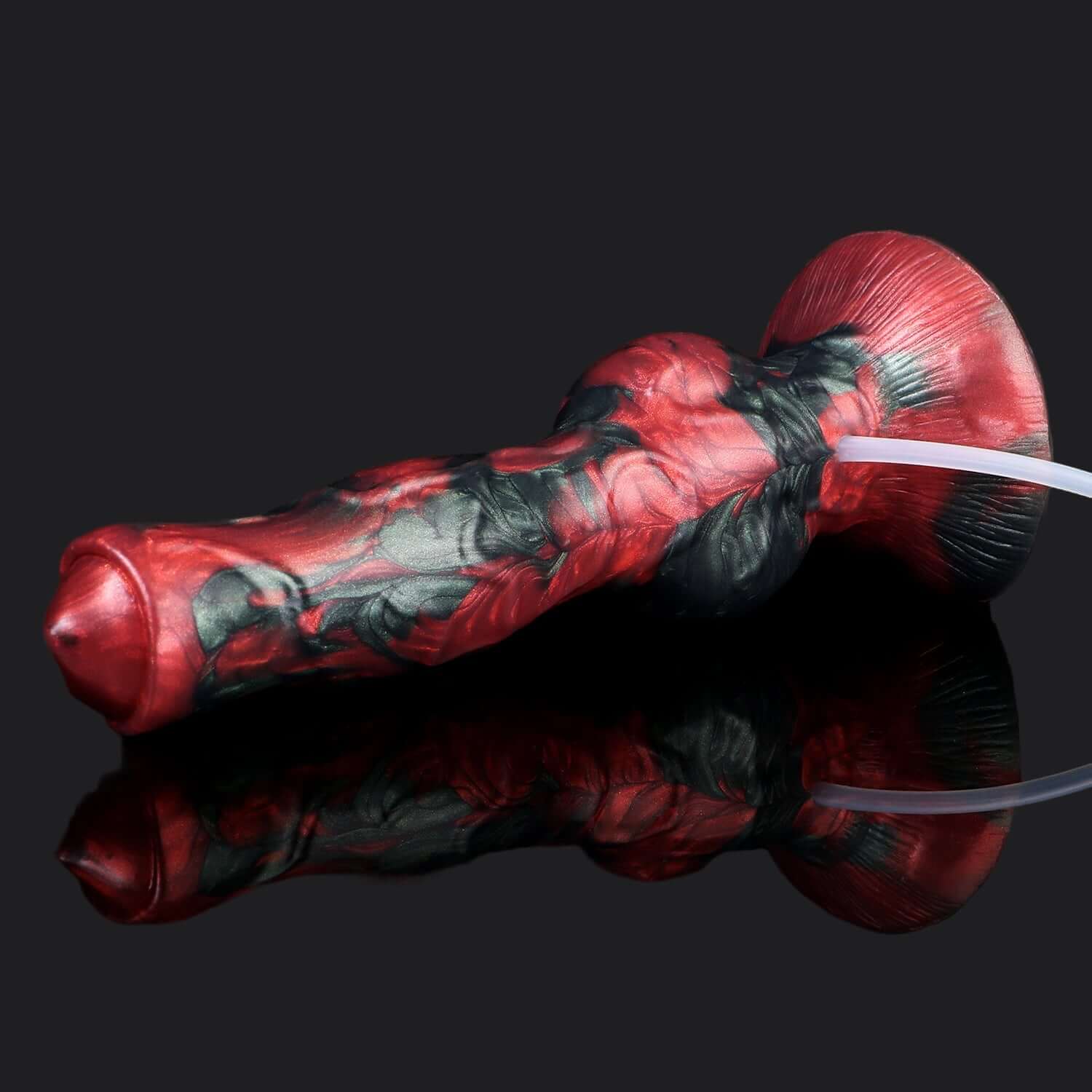Cerberus - Ejaculating Dildo in red and black, designed for intense fantasy play and ultimate pleasure.