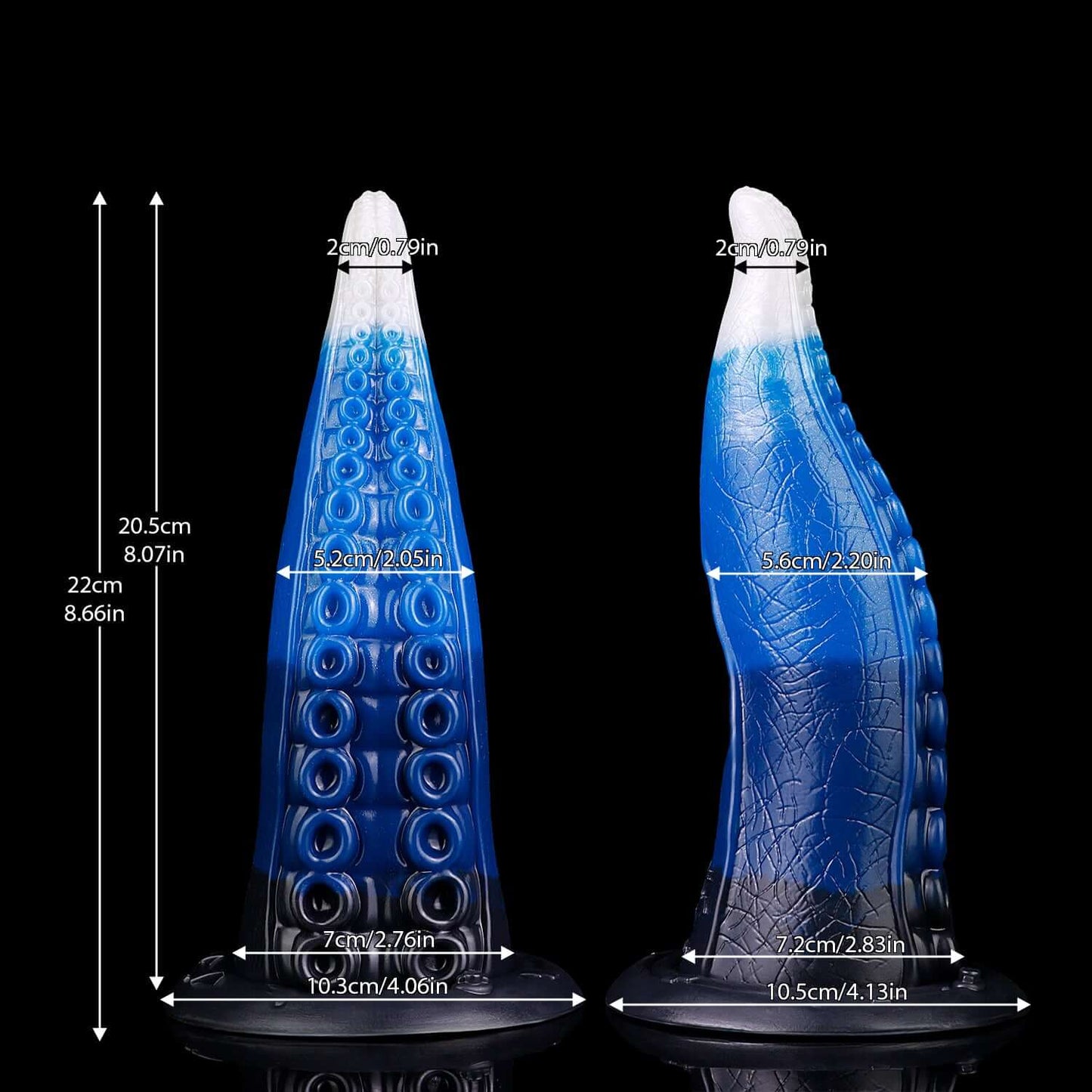 Charybdis tentacle dildo in the Voidstrike colourway -- platinum silicone -- Dragon Dildo®