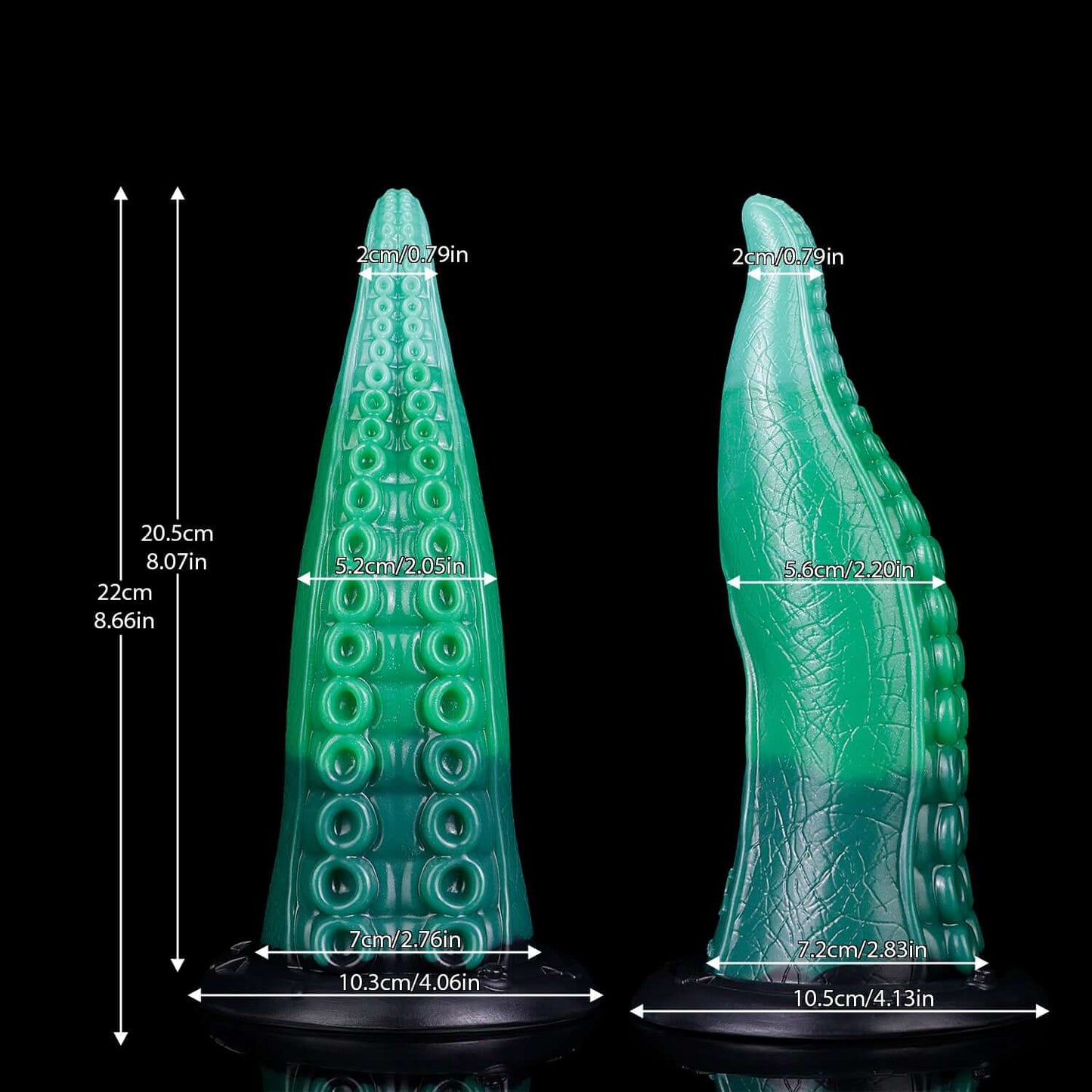 Afanc tentacle dildo in the Verdantclaw colourway -- platinum silicone -- Dragon Dildo®
