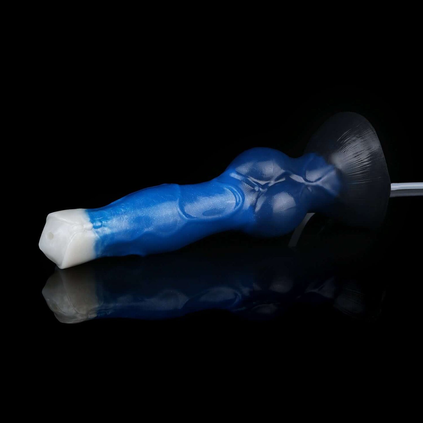 Gytrash ejaculating monster dildo in the Voidstrike colourway -- platinum silicone -- Dragon Dildo®
