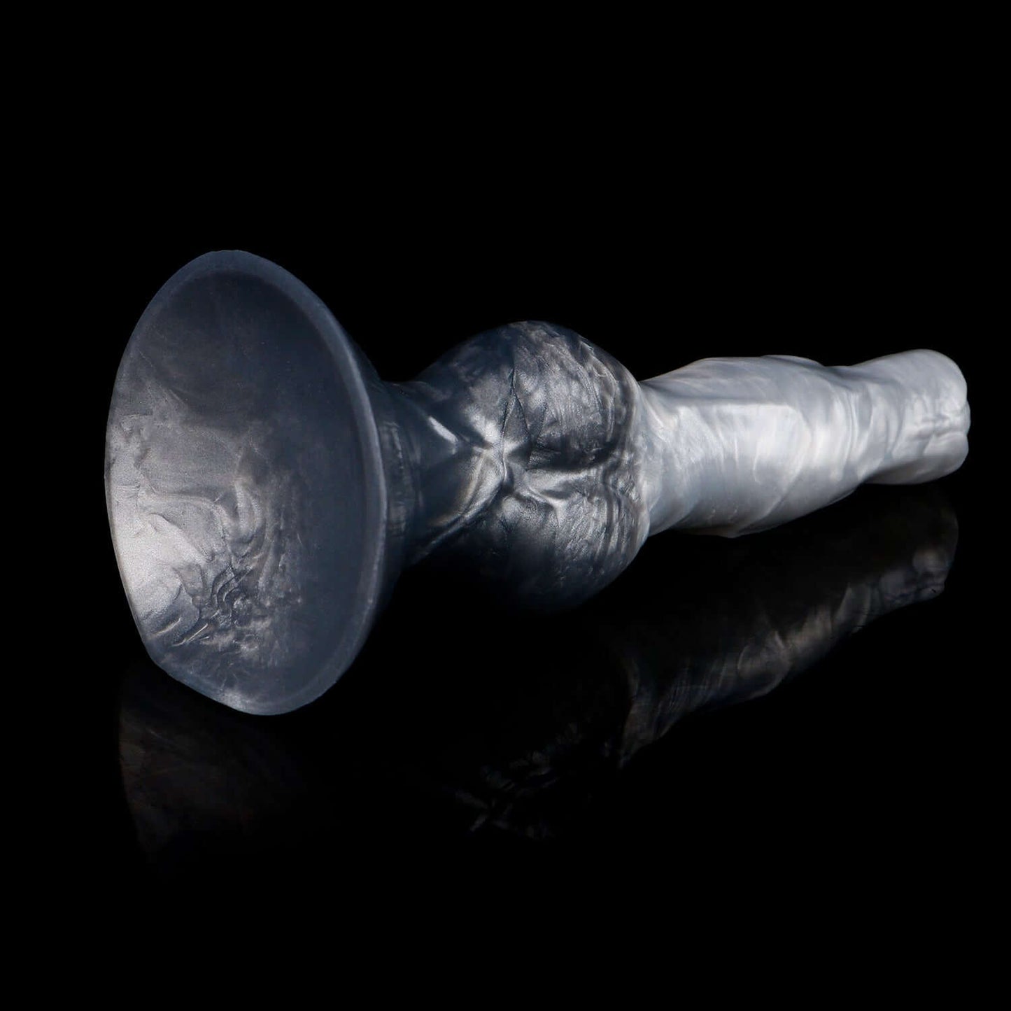 Managarmr monster dildo in the Stormpeak colourway -- platinum silicone -- Dragon Dildo®