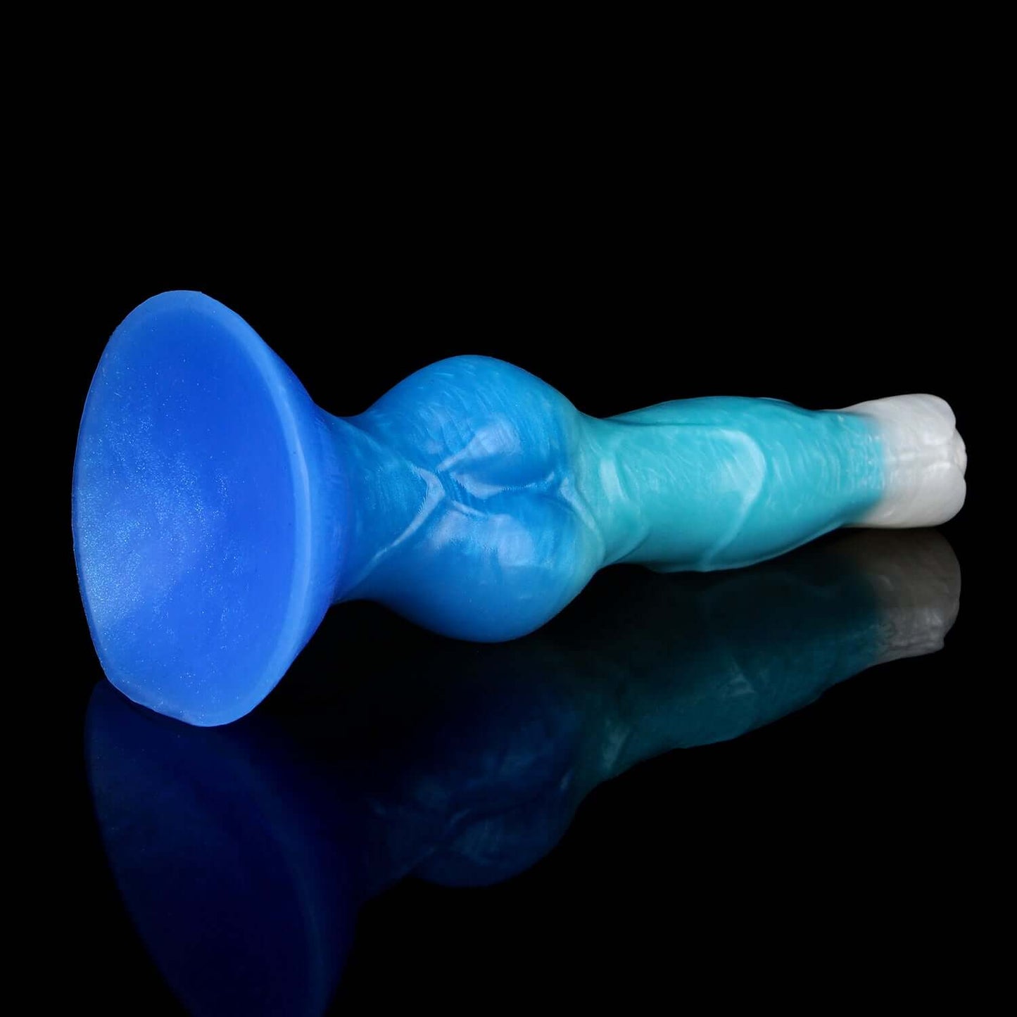 Cwn Annwn monster dildo in the Tideborn colourway -- platinum silicone -- Dragon Dildo®