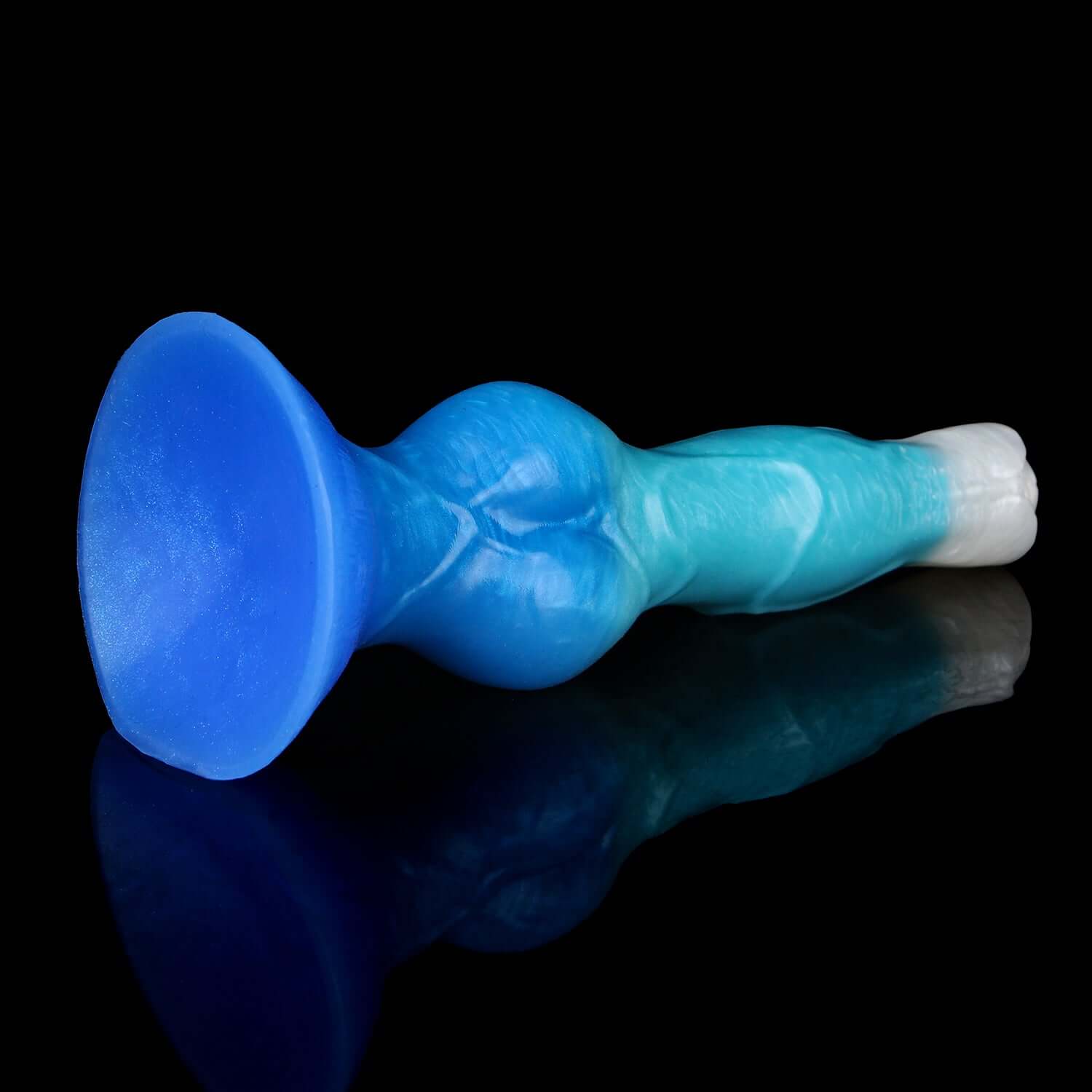 Cwn Annwn monster dildo in the Tideborn colourway -- platinum silicone -- Dragon Dildo®