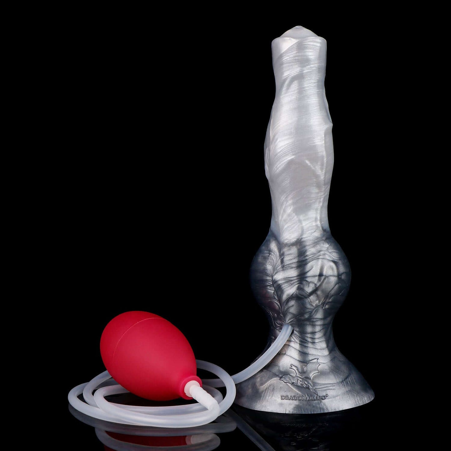 Managarmr ejaculating monster dildo in the Stormpeak colourway -- platinum silicone -- Dragon Dildo®