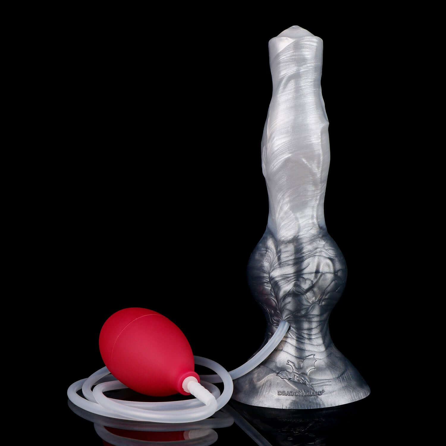 Managarmr ejaculating monster dildo in the Stormpeak colourway -- platinum silicone -- Dragon Dildo®