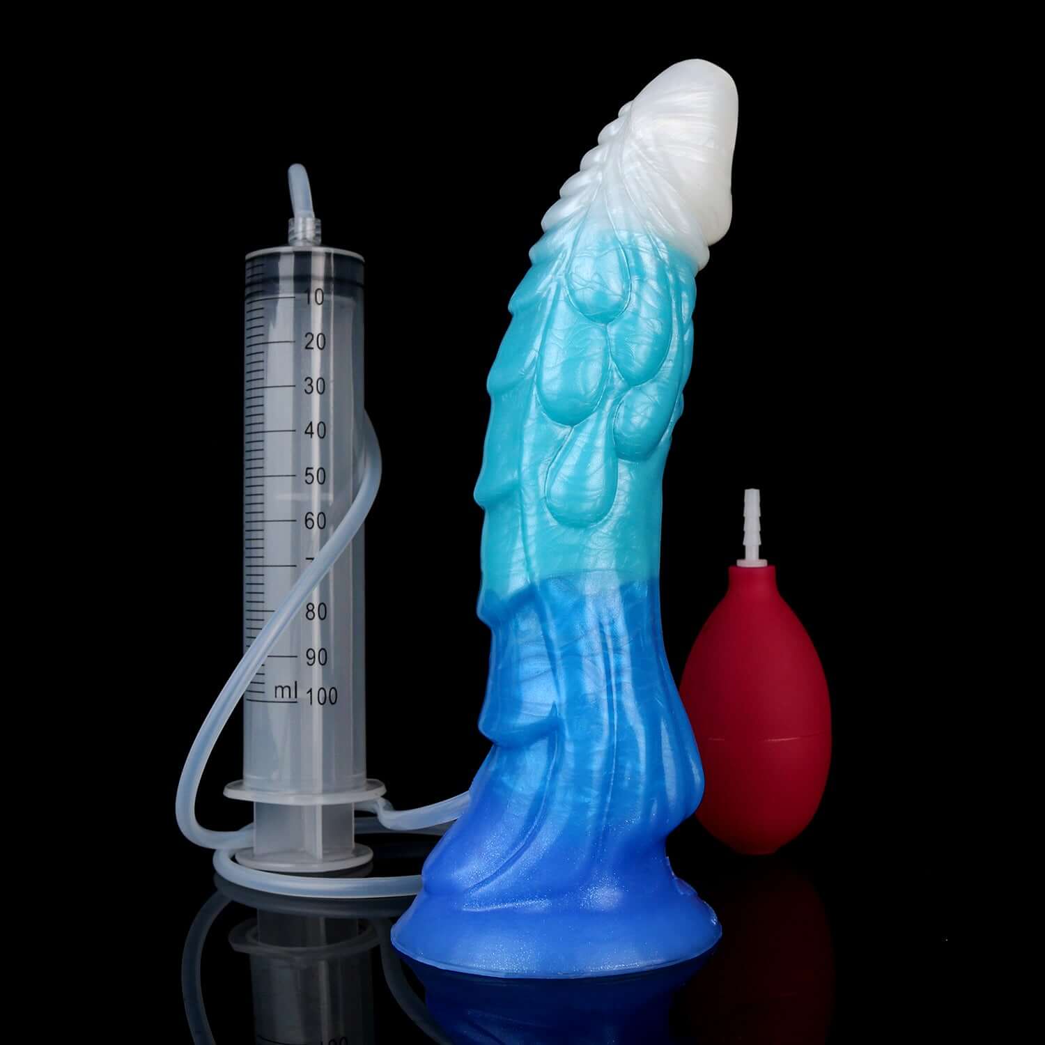 Jormungandr ejaculating dragon dildo in the Tideborn colourway -- platinum silicone -- Dragon Dildo®