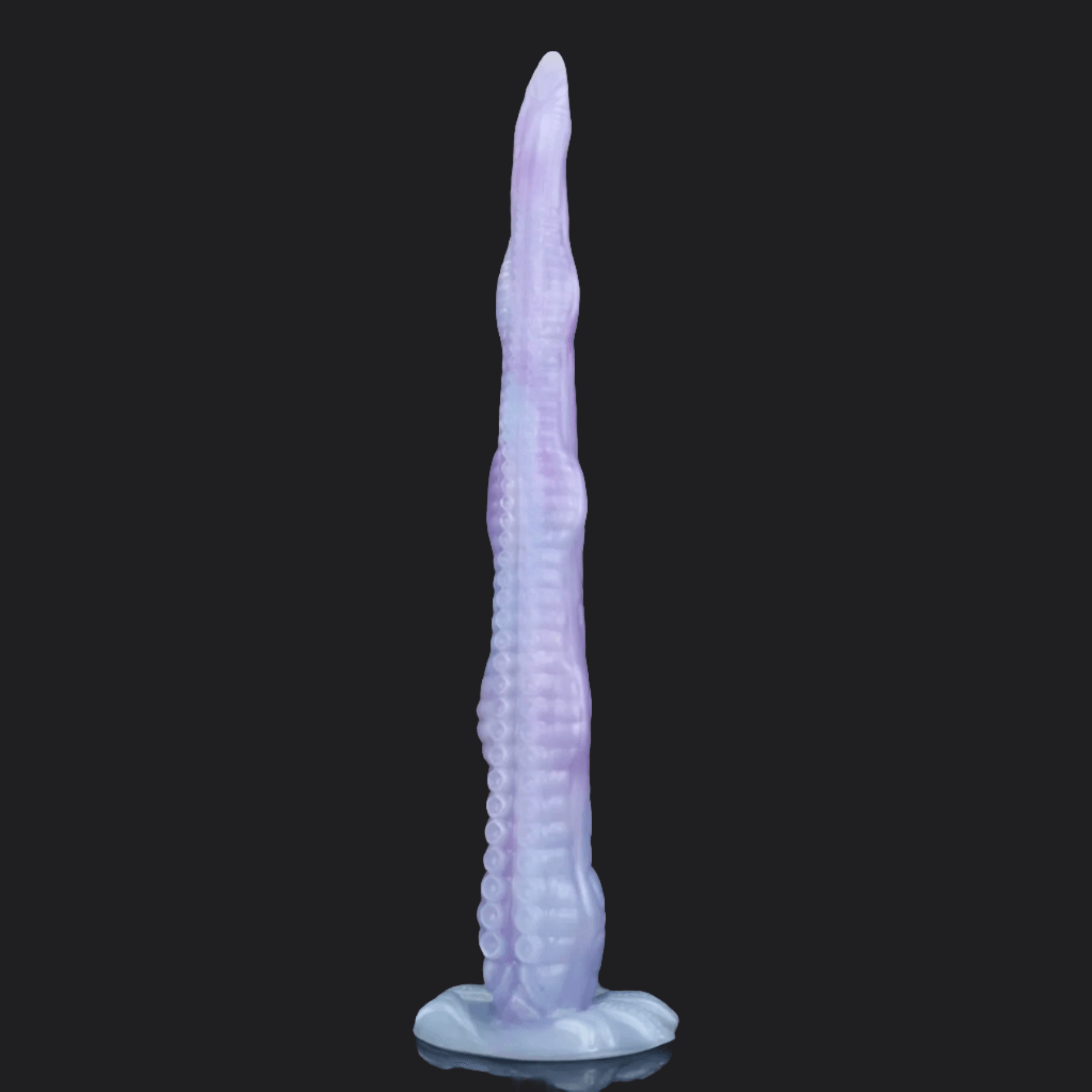 Octopus Tentacle Dildo – Fry in twisted, curved design with suction cup base, 28cm size and 3.6cm diameter.
