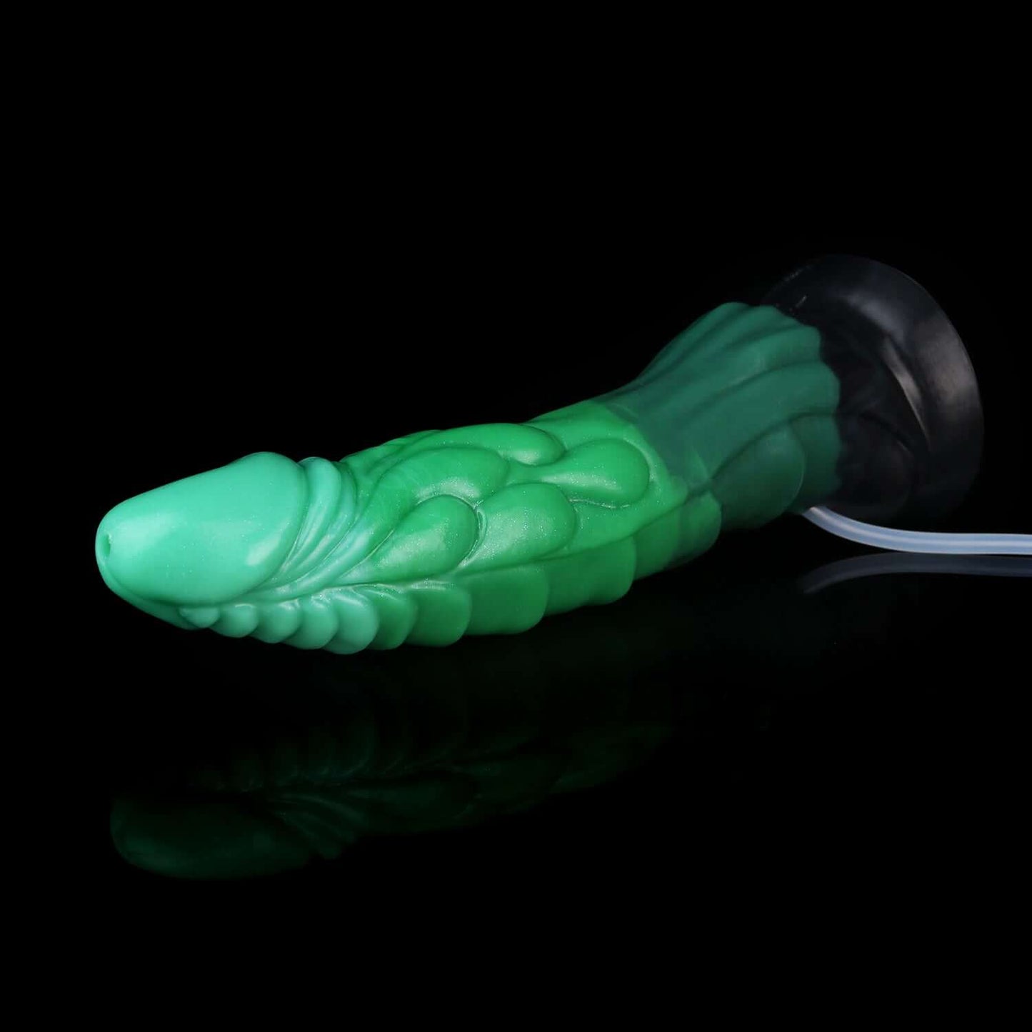 Peluda ejaculating dragon dildo in the Verdantclaw colourway -- platinum silicone -- Dragon Dildo®