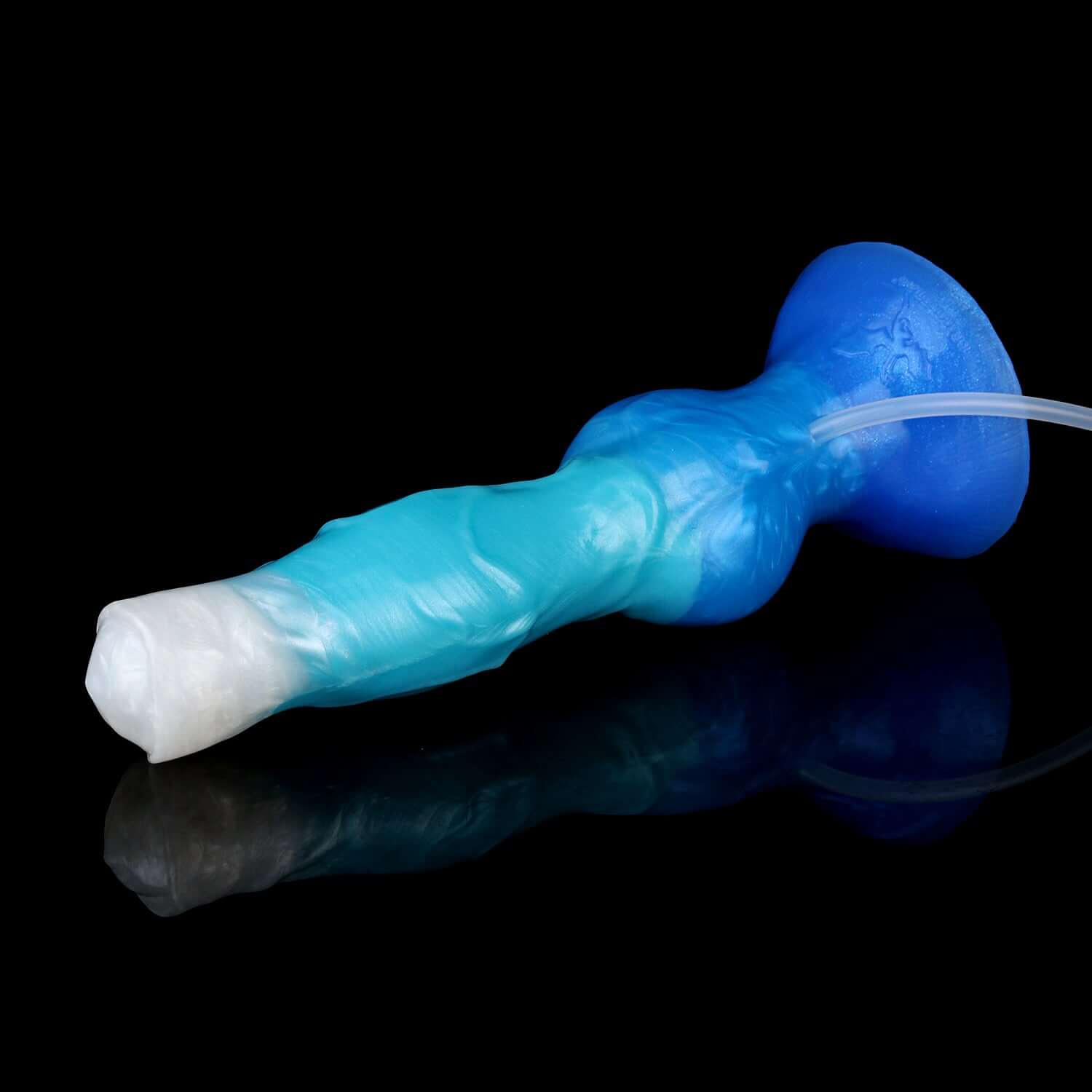 Cwn ejaculating Annwn monster dildo in the Tideborn colourway -- platinum silicone -- Dragon Dildo®