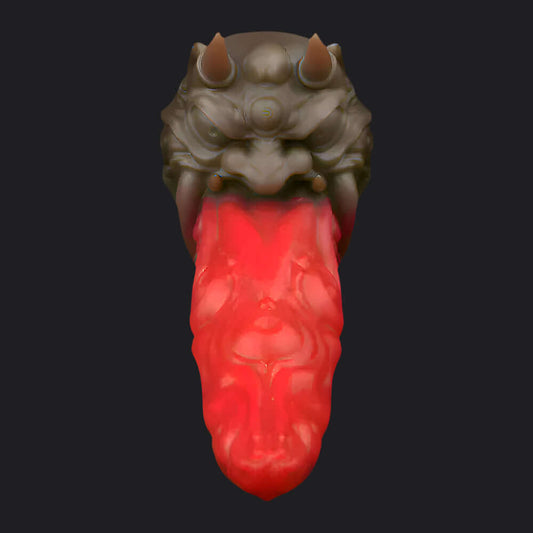 Shuten – Doji Oni Tongue Dildo featuring a detailed design with a long red tongue and horned Oni head.