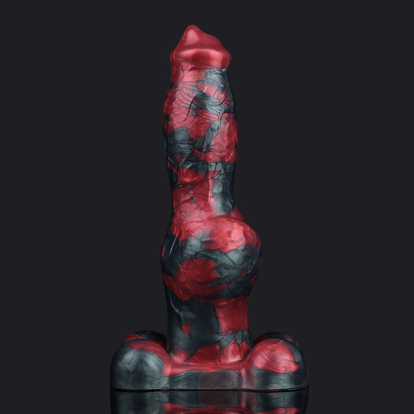 Dog Dildo - German Shepherd in crimson and dark colors, designed for deep exploration and targeted stimulation.