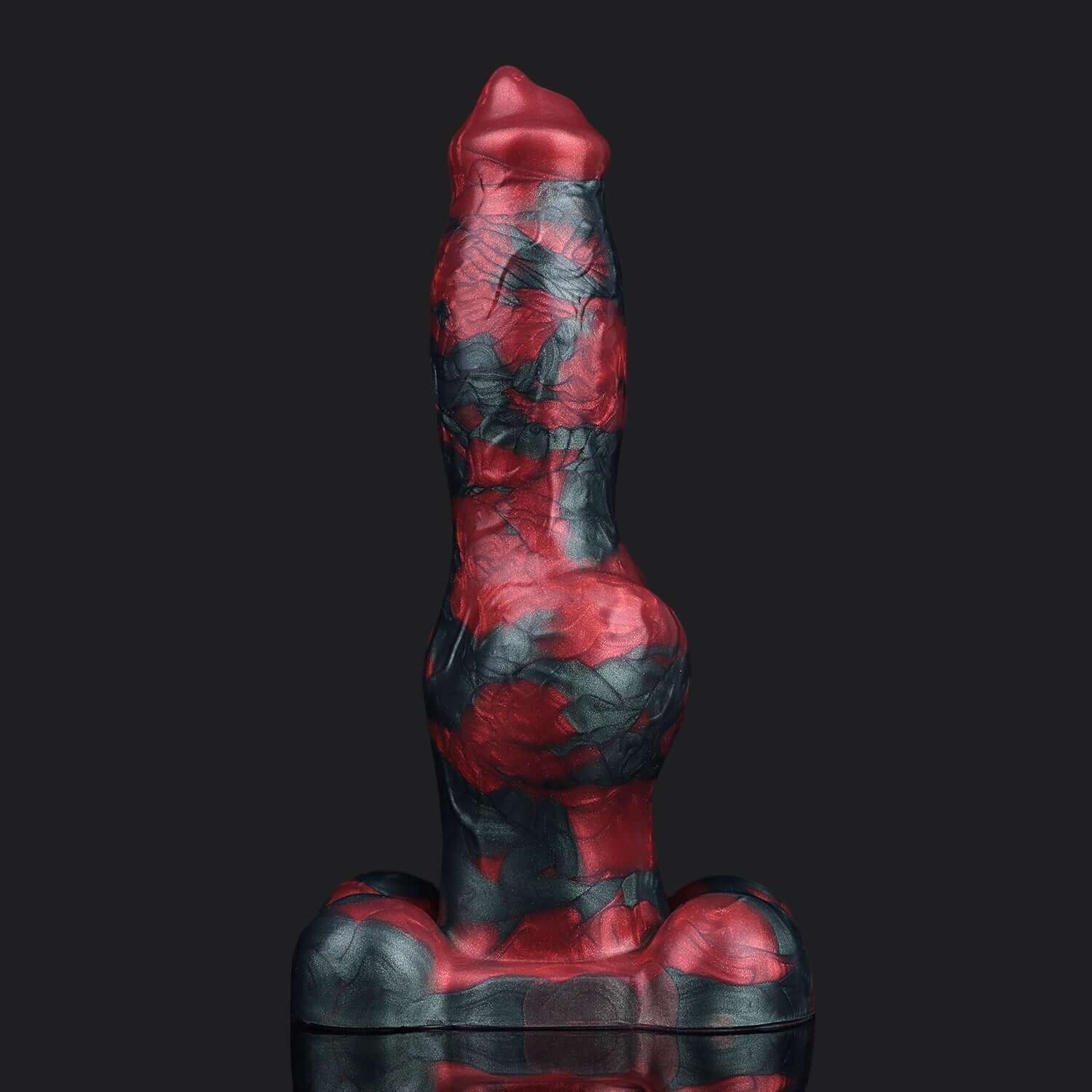 Dog Dildo - German Shepherd in crimson and dark colors, designed for deep exploration and targeted stimulation.
