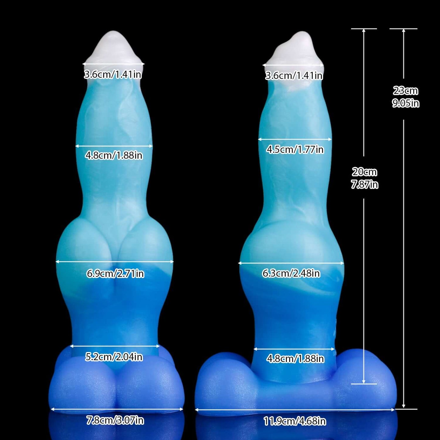 Gwyllgi dog dildo in the Tideborn colourway -- platinum silicone -- Dragon Dildo®