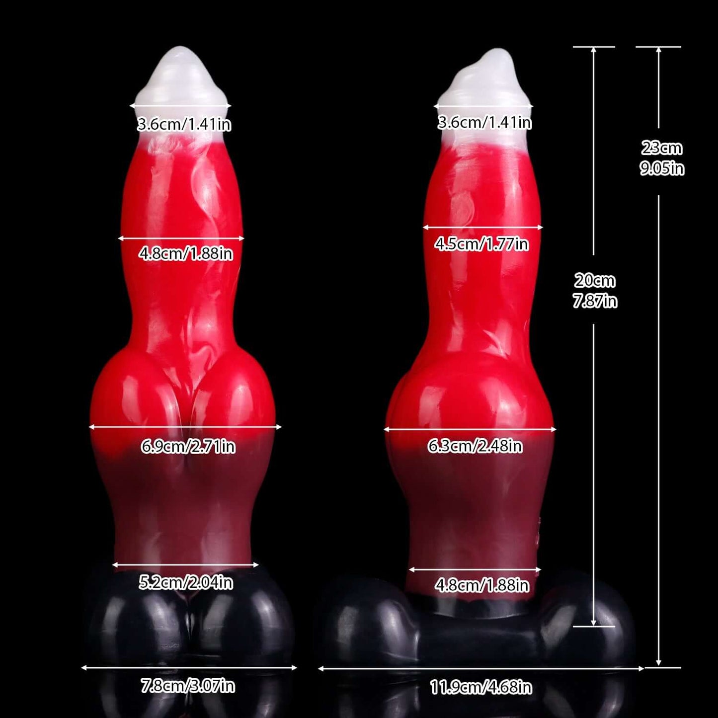 Lycaon dog dildo in the Bloodmoon colourway -- platinum silicone -- Dragon Dildo®