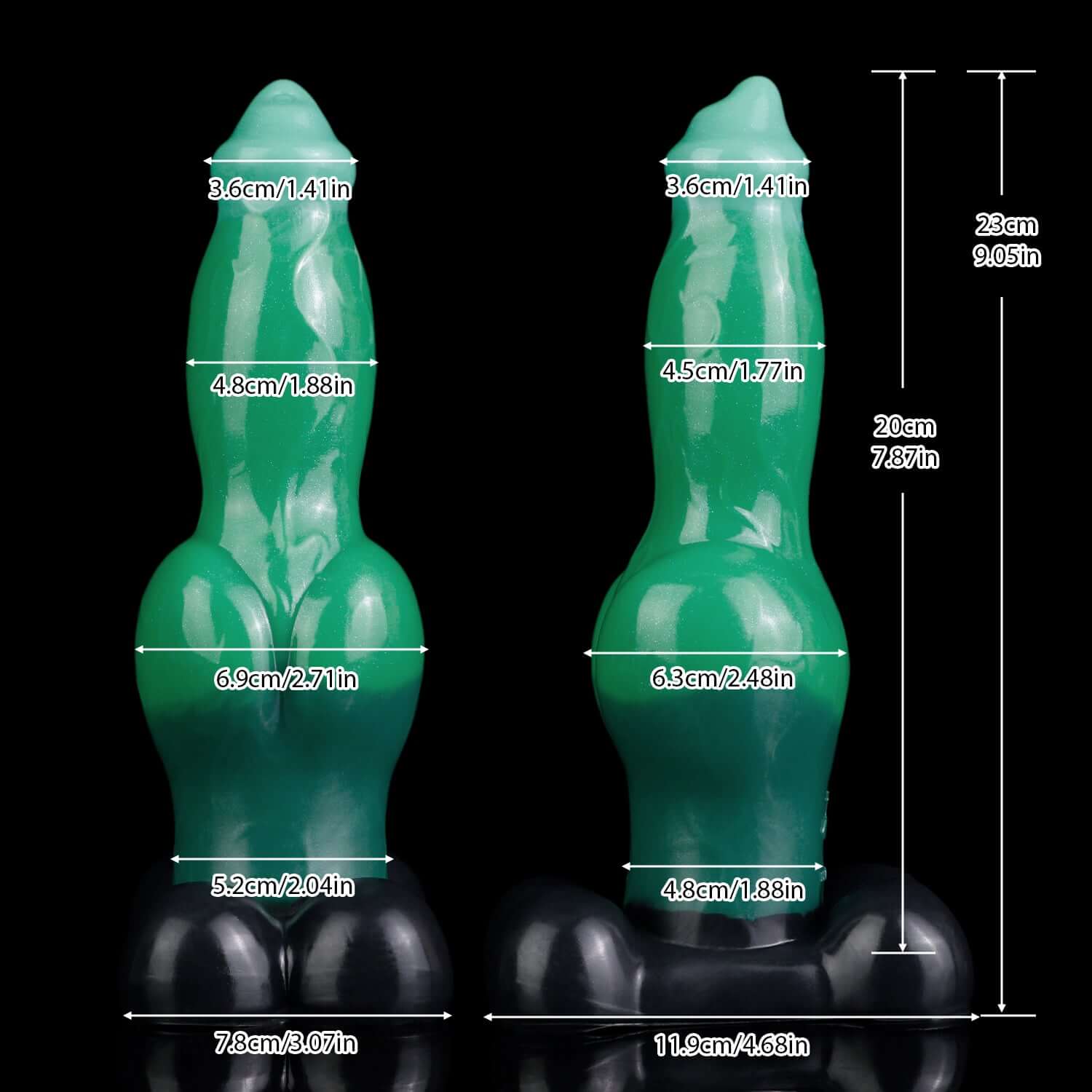 Laelaps dog dildo in the Verdantclaw colourway -- platinum silicone -- Dragon Dildo®