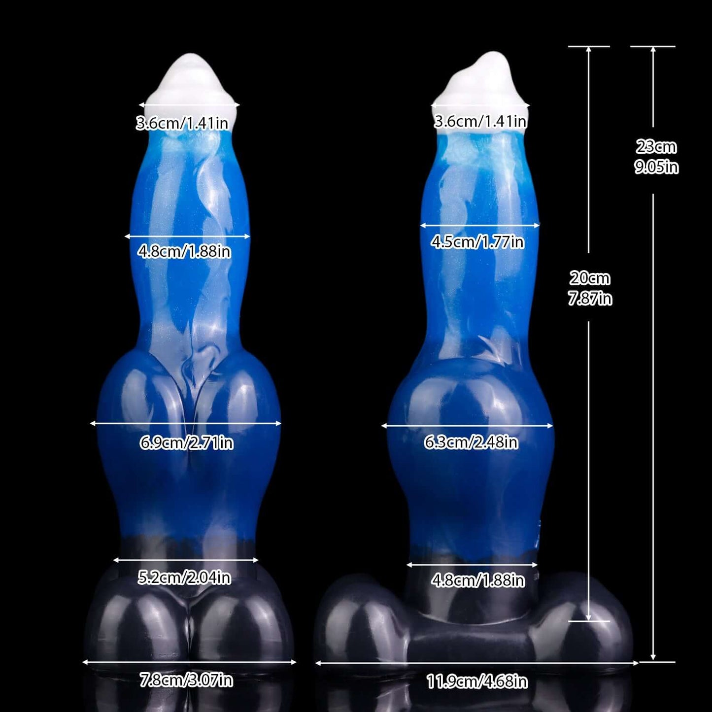 Hati dog dildo in the Voidstrike colourway -- platinum silicone -- Dragon Dildo®