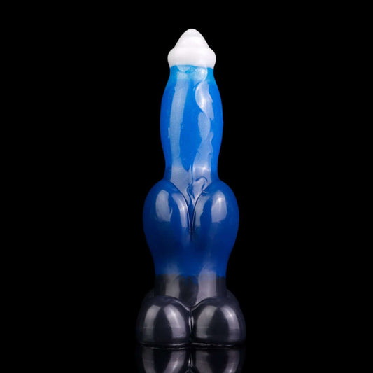 Hati dog dildo in the Voidstrike colourway -- platinum silicone -- Dragon Dildo®