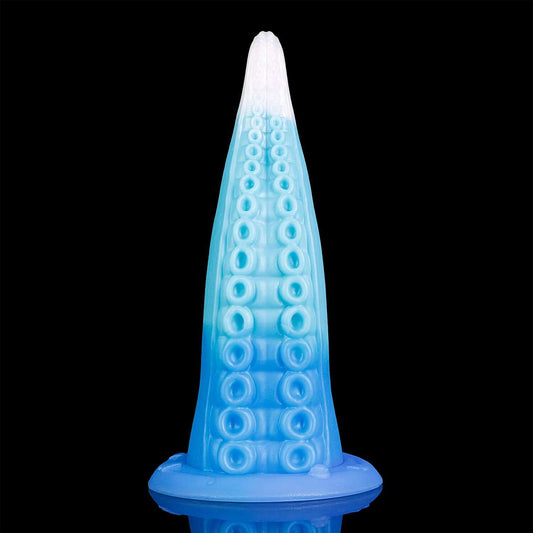 Morgawr tentacle dildo in the Tideborn colourway -- platinum silicone -- Dragon Dildo®