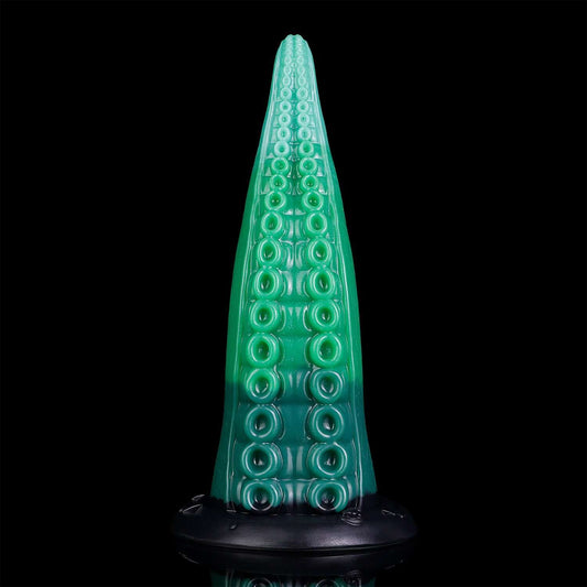 Afanc tentacle dildo in the Verdantclaw colourway -- platinum silicone -- Dragon Dildo®