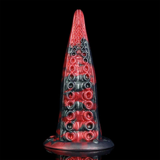 Akkorokamui tentacle dildo in the Crimson Chaos colourway -- platinum silicone -- Dragon Dildo®