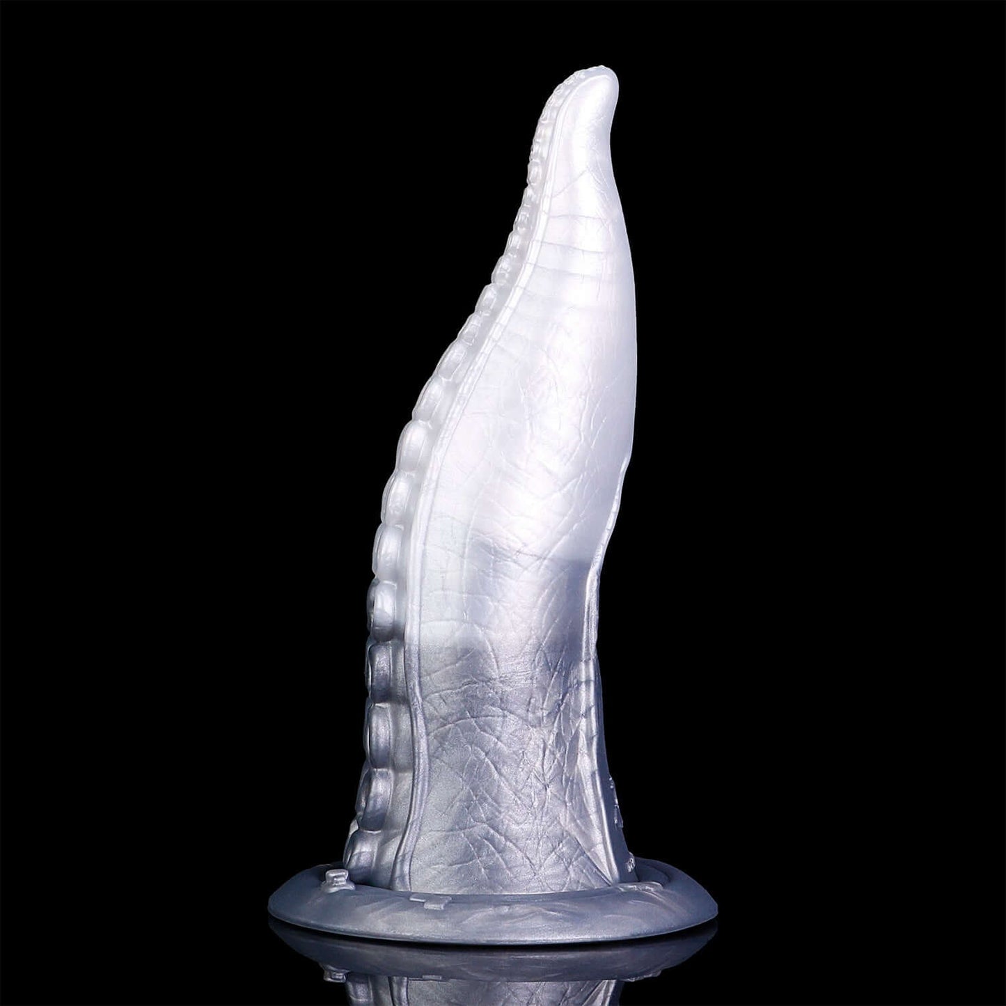 Hafgufa tentacle dildo in the Stormpeak colourway -- platinum silicone -- Dragon Dildo®