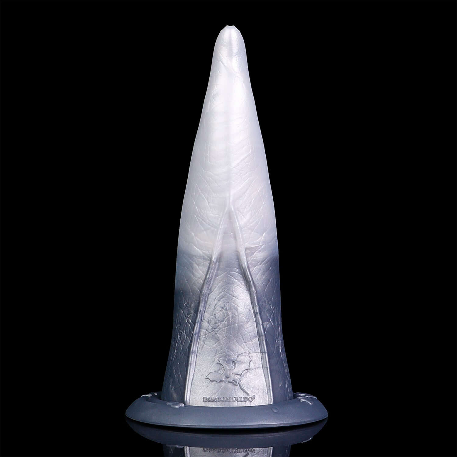 Hafgufa tentacle dildo in the Stormpeak colourway -- platinum silicone -- Dragon Dildo®