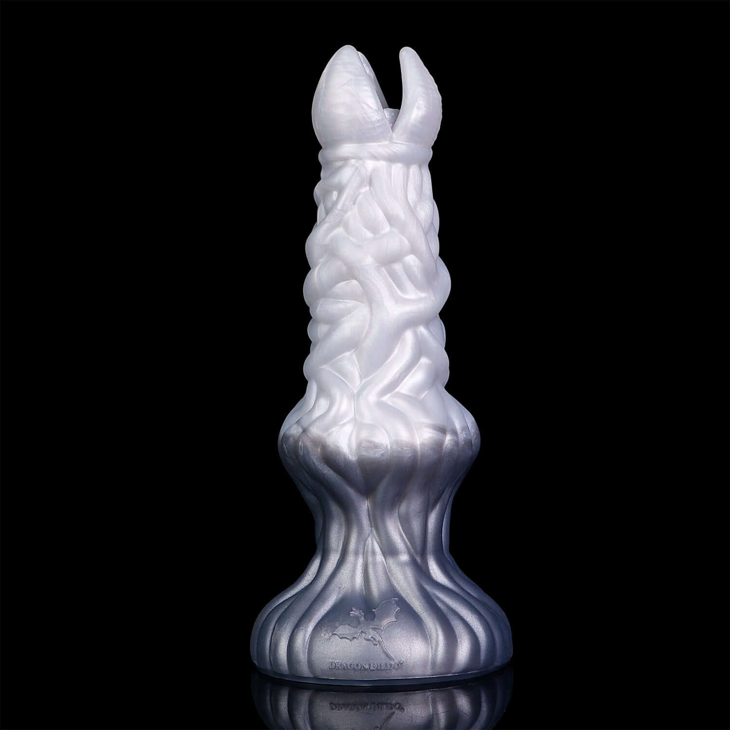 Angrboda ovipositor in the Stormpeak colourway -- platinum silicone -- Dragon Dildo®