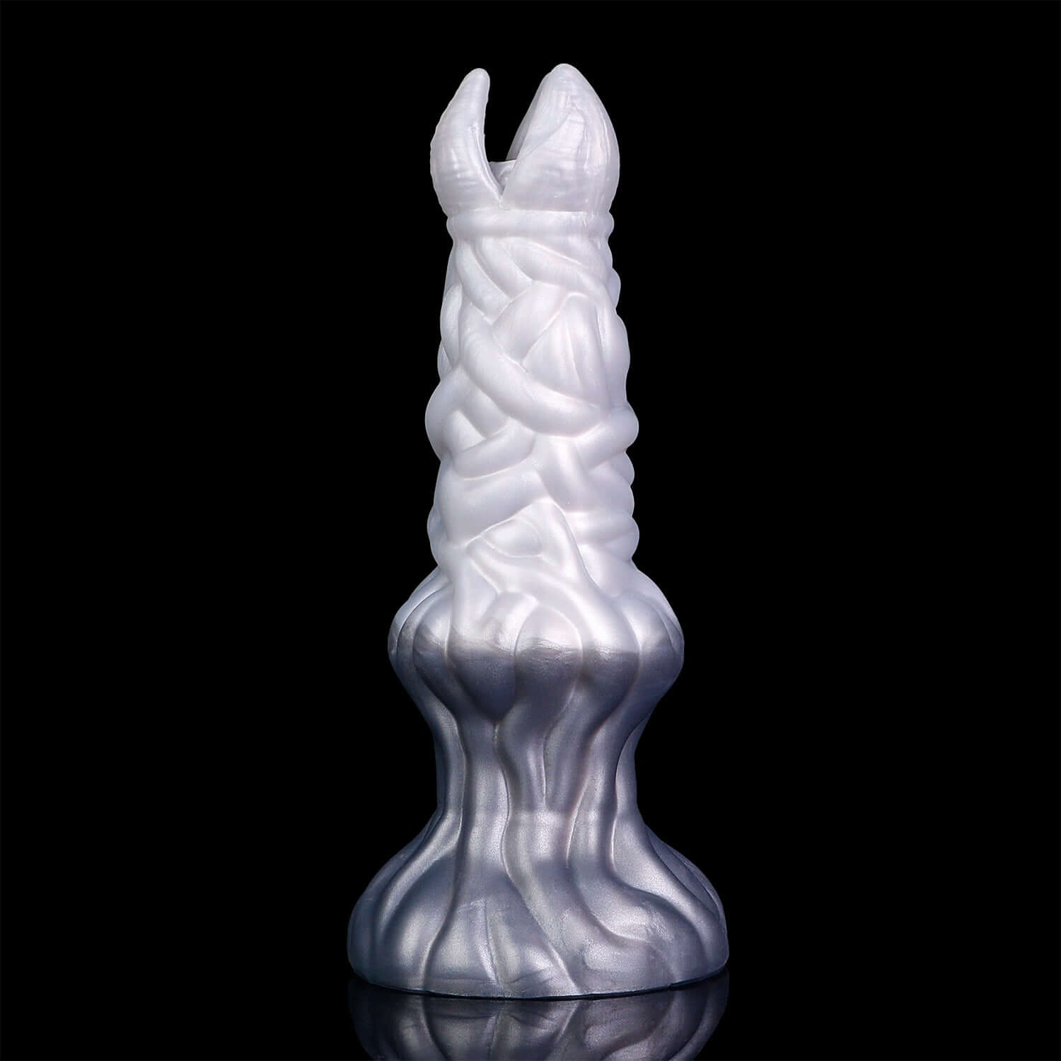 Angrboda ovipositor in the Stormpeak colourway -- platinum silicone -- Dragon Dildo®