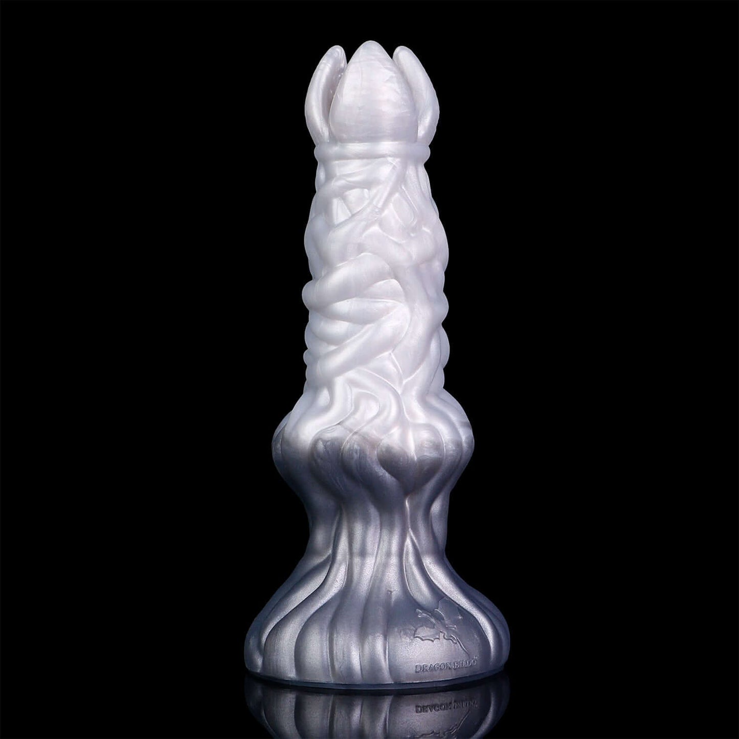 Angrboda ovipositor in the Stormpeak colourway -- platinum silicone -- Dragon Dildo®