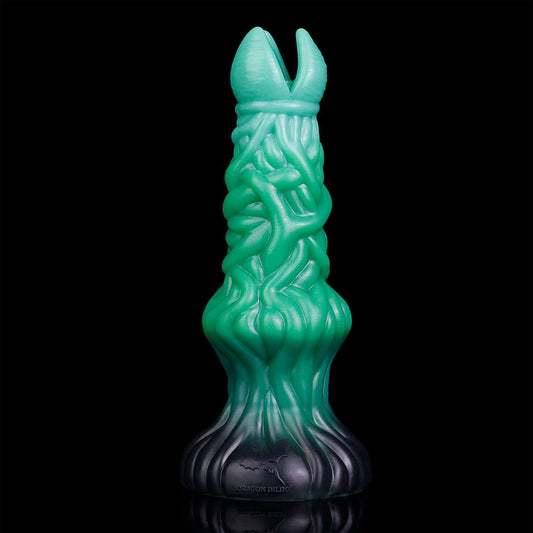 Jorogumo ovipositor in the Verdantclaw colourway -- platinum silicone -- Dragon Dildo®
