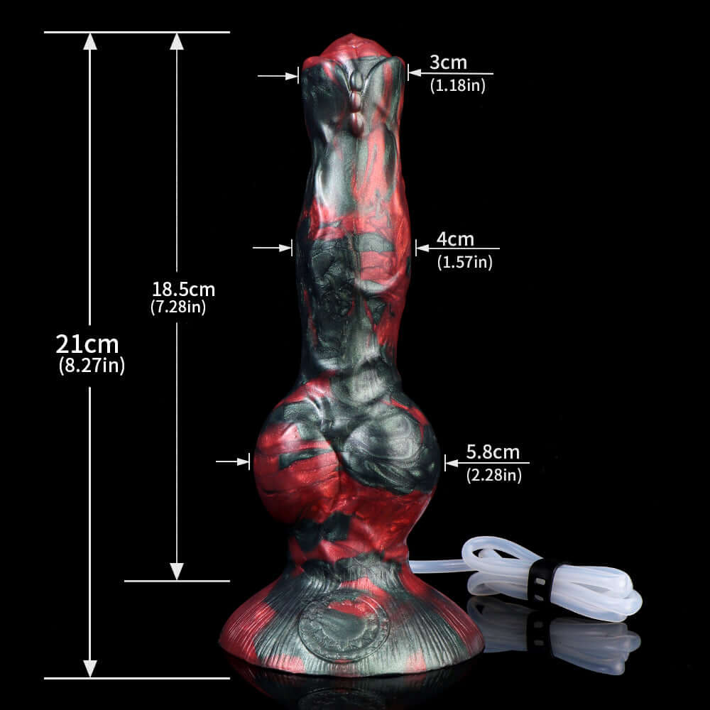 Cerberus - Ejaculating Dildo with measurements, 21cm tall, designed for intense fantasy play, triple-headed design.