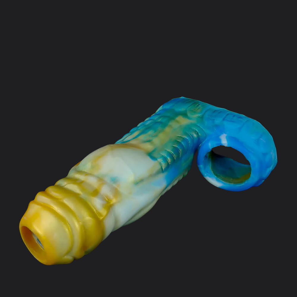Dragon Dildo™ | Erek-Hus Dragon Cum Thru Penis Sleeve - Yellow & Blue Colour: Yellow