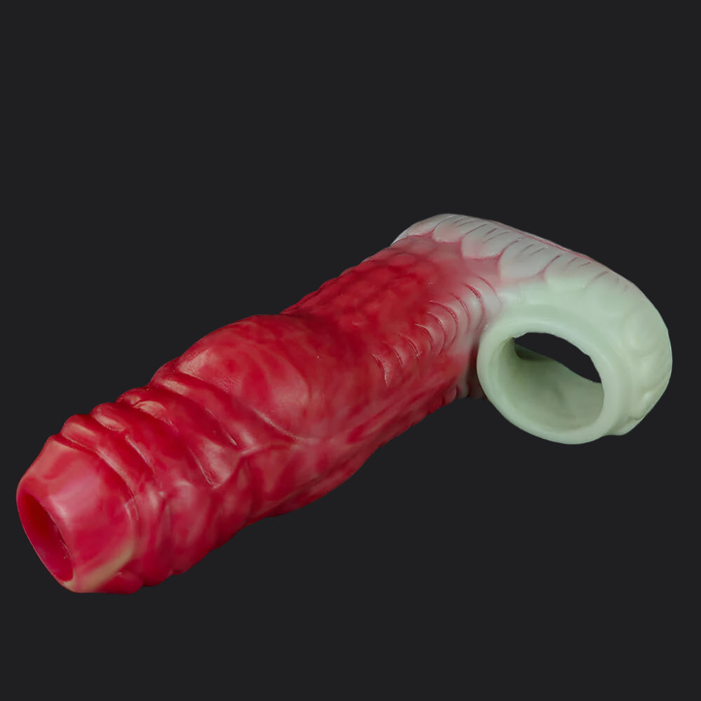 Dragon Dildo™ | Erek-Hus Dragon Cum Thru Penis Sleeve - Red Colour: Red