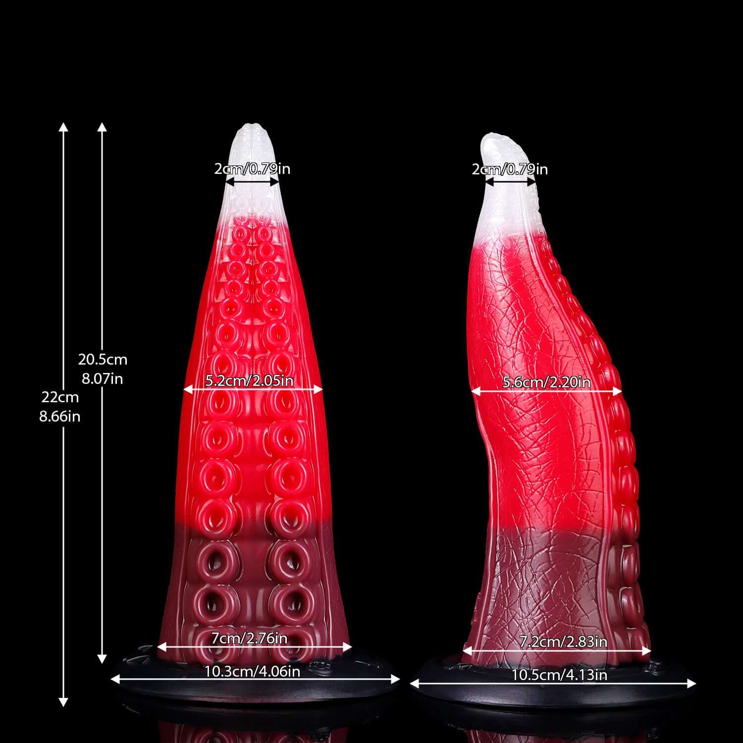 Medusa tentacle dildo in the Bloodmoon colourway -- platinum silicone -- Dragon Dildo®