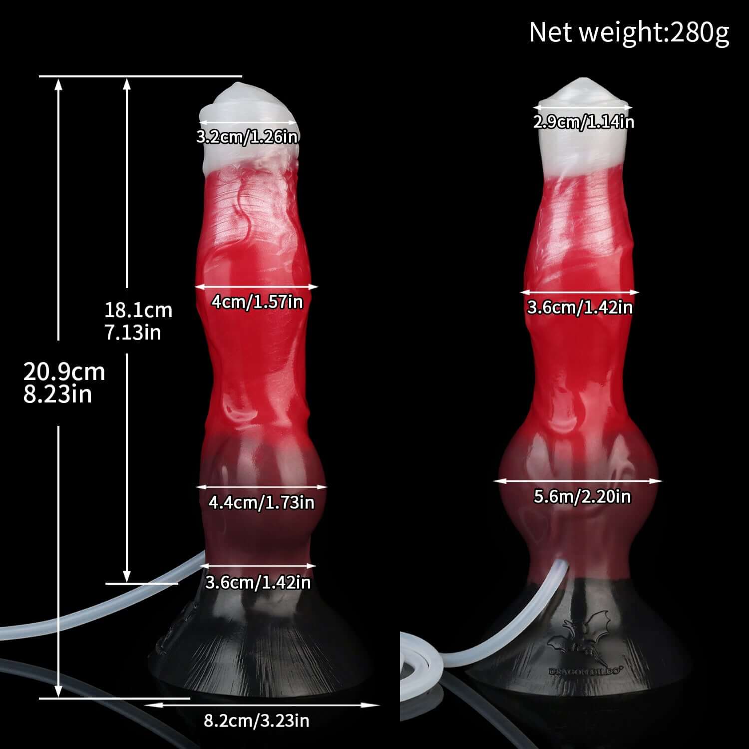Surma ejaculating monster dildo in the Bloodmoon colourway -- platinum silicone -- Dragon Dildo®