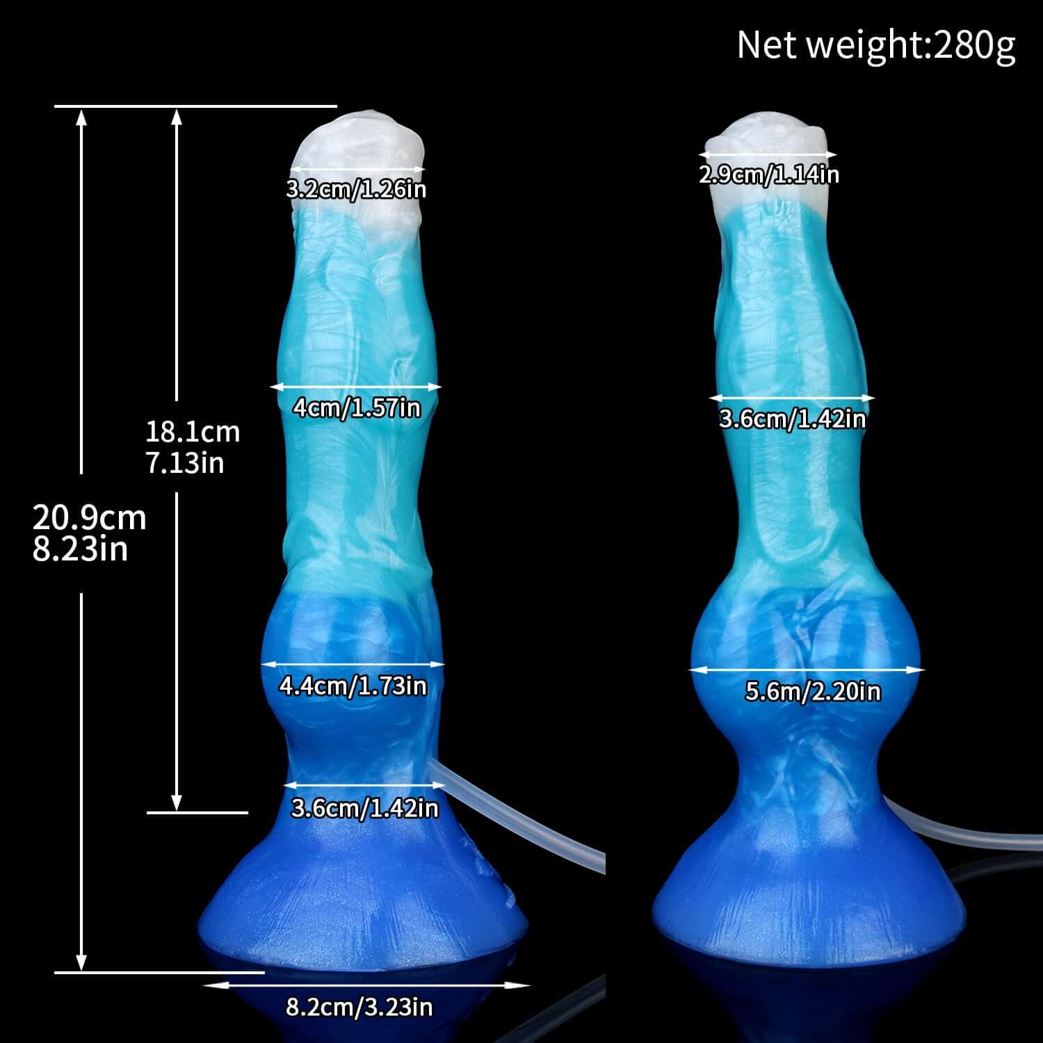 Cwn ejaculating Annwn monster dildo in the Tideborn colourway -- platinum silicone -- Dragon Dildo®