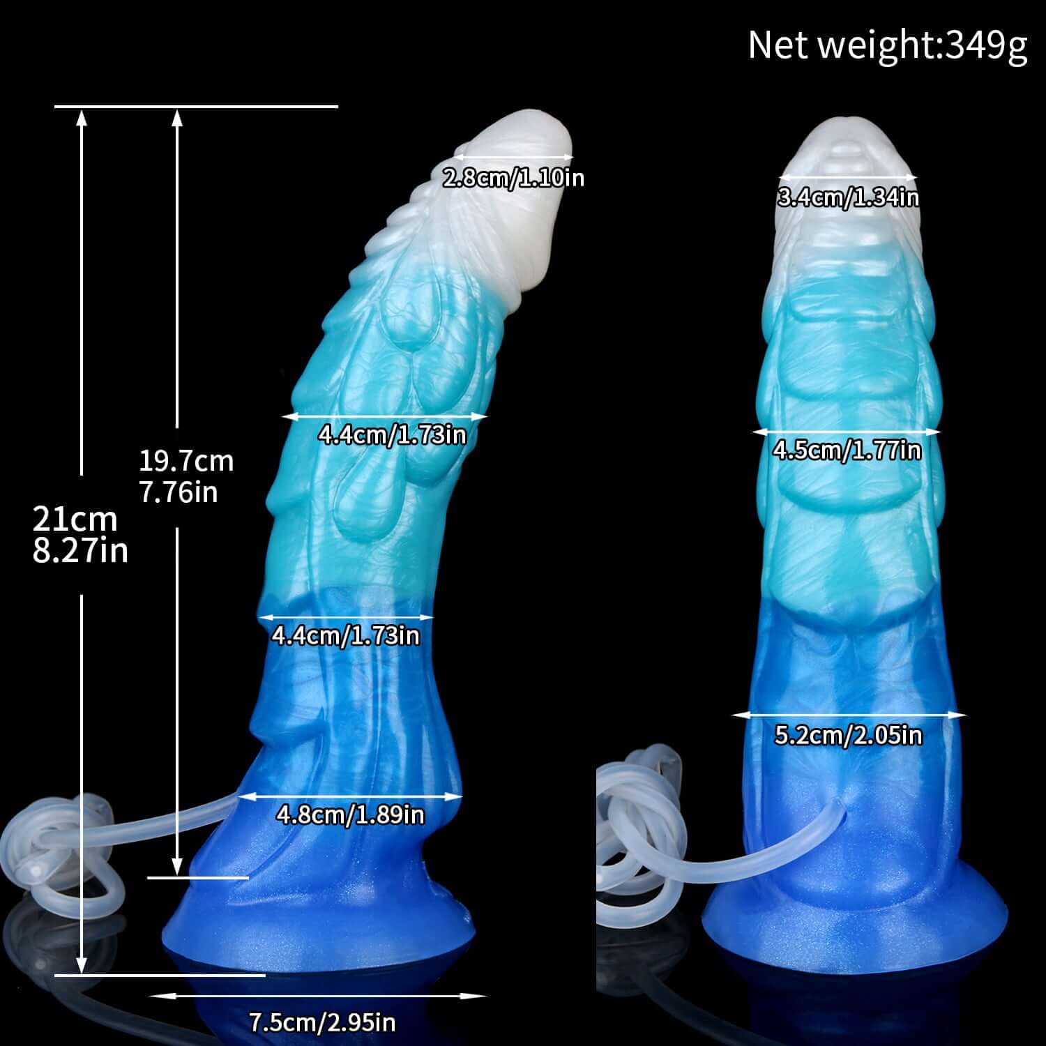 Jormungandr ejaculating dragon dildo in the Tideborn colourway -- platinum silicone -- Dragon Dildo®