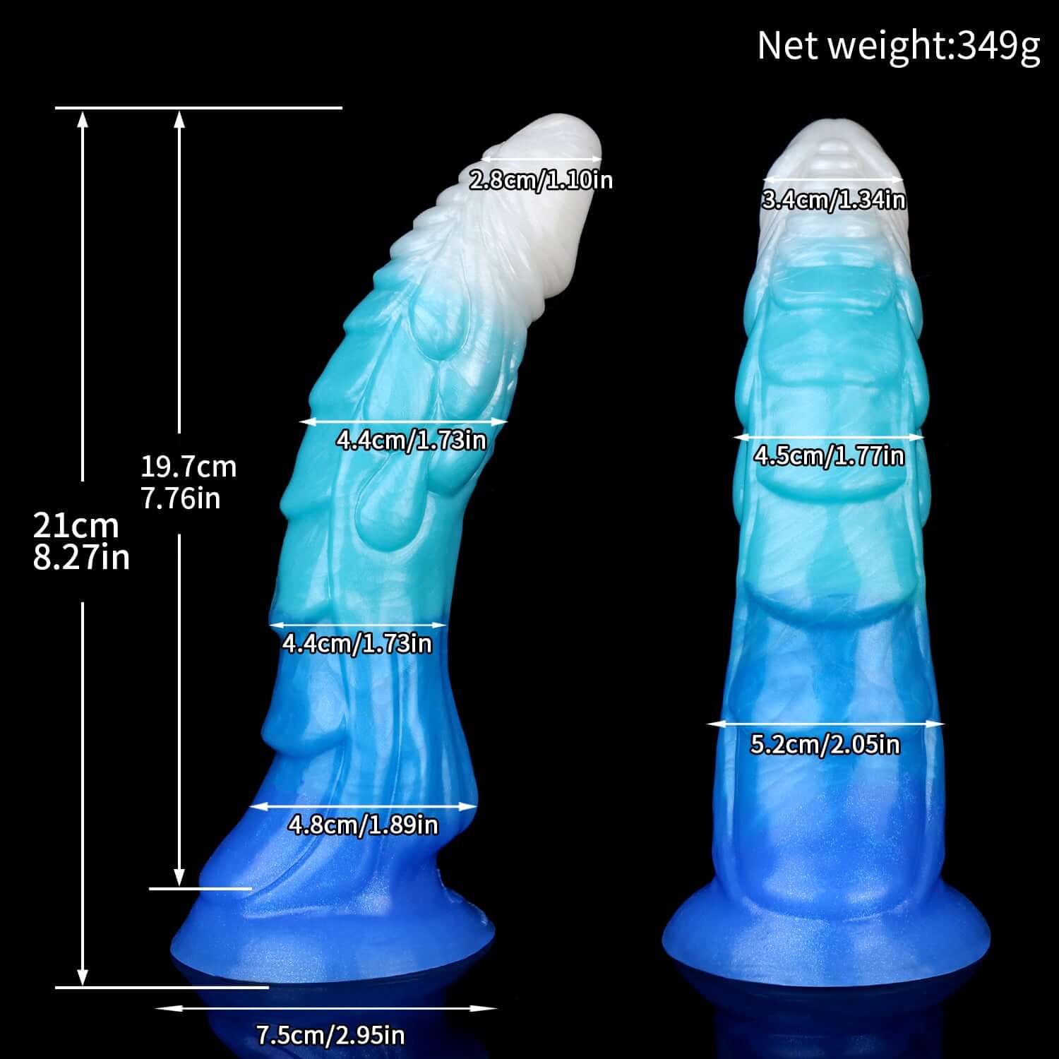 Jormungandr dragon dildo in the Tideborn colourway -- platinum silicone -- Dragon Dildo®