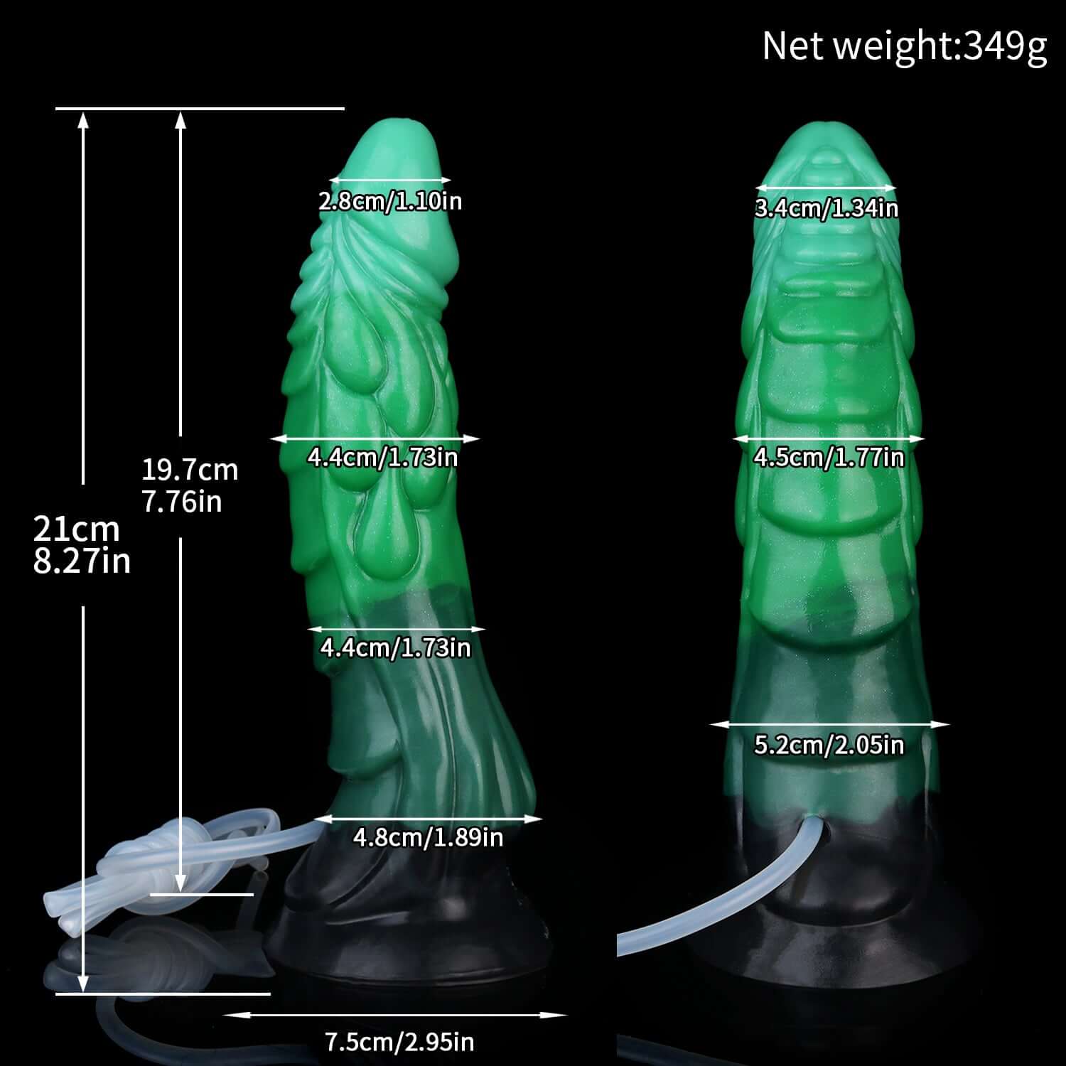 Peluda ejaculating dragon dildo in the Verdantclaw colourway -- platinum silicone -- Dragon Dildo®