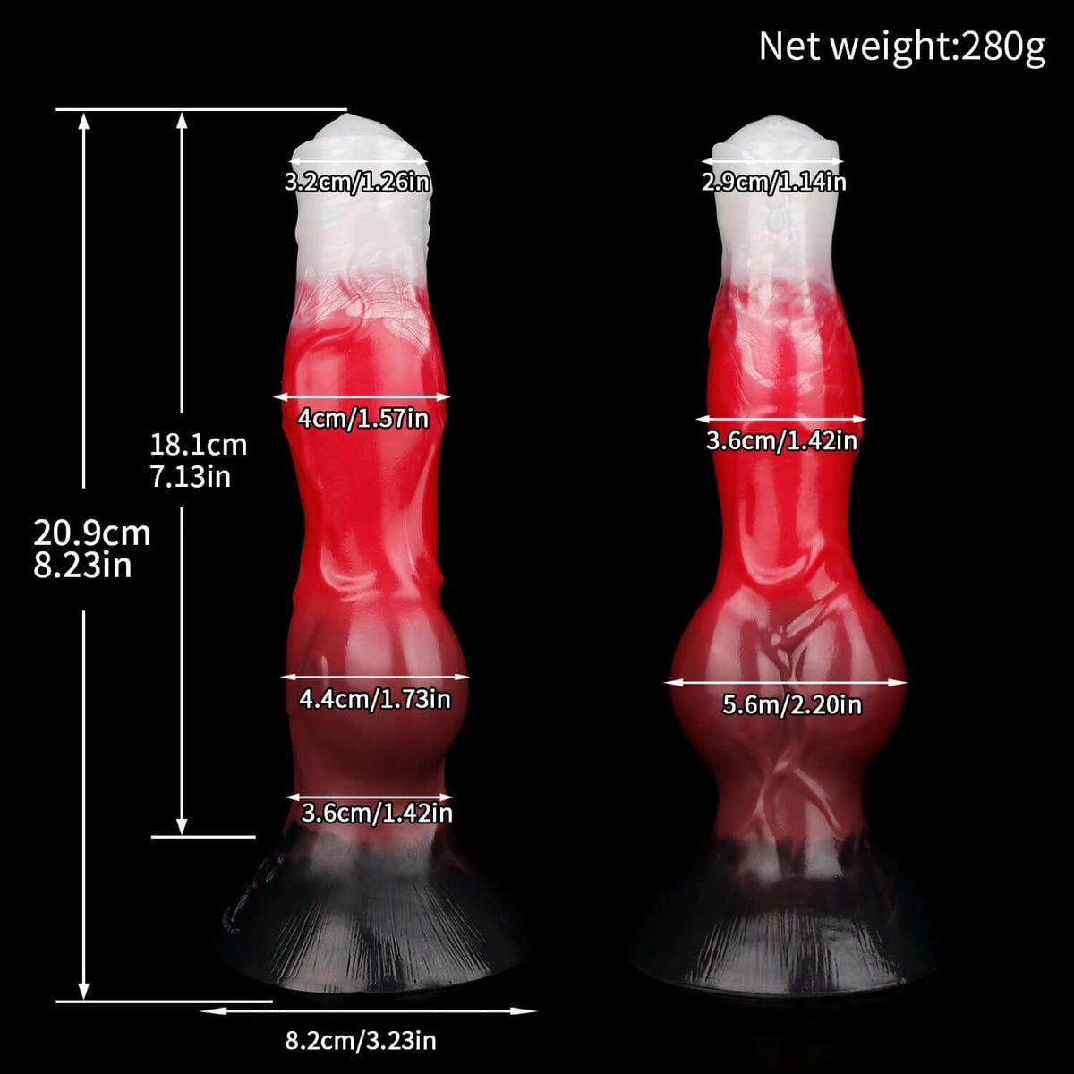 Surma monster dildo in the Bloodmoon colourway -- platinum silicone -- Dragon Dildo®