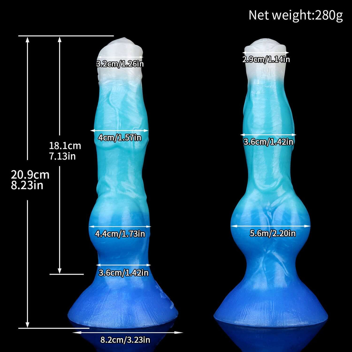 Cwn Annwn monster dildo in the Tideborn colourway -- platinum silicone -- Dragon Dildo®