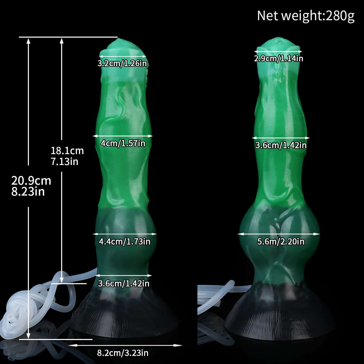 Cu ejaculating Sith monster dildo in the Verdantclaw colourway -- platinum silicone -- Dragon Dildo®