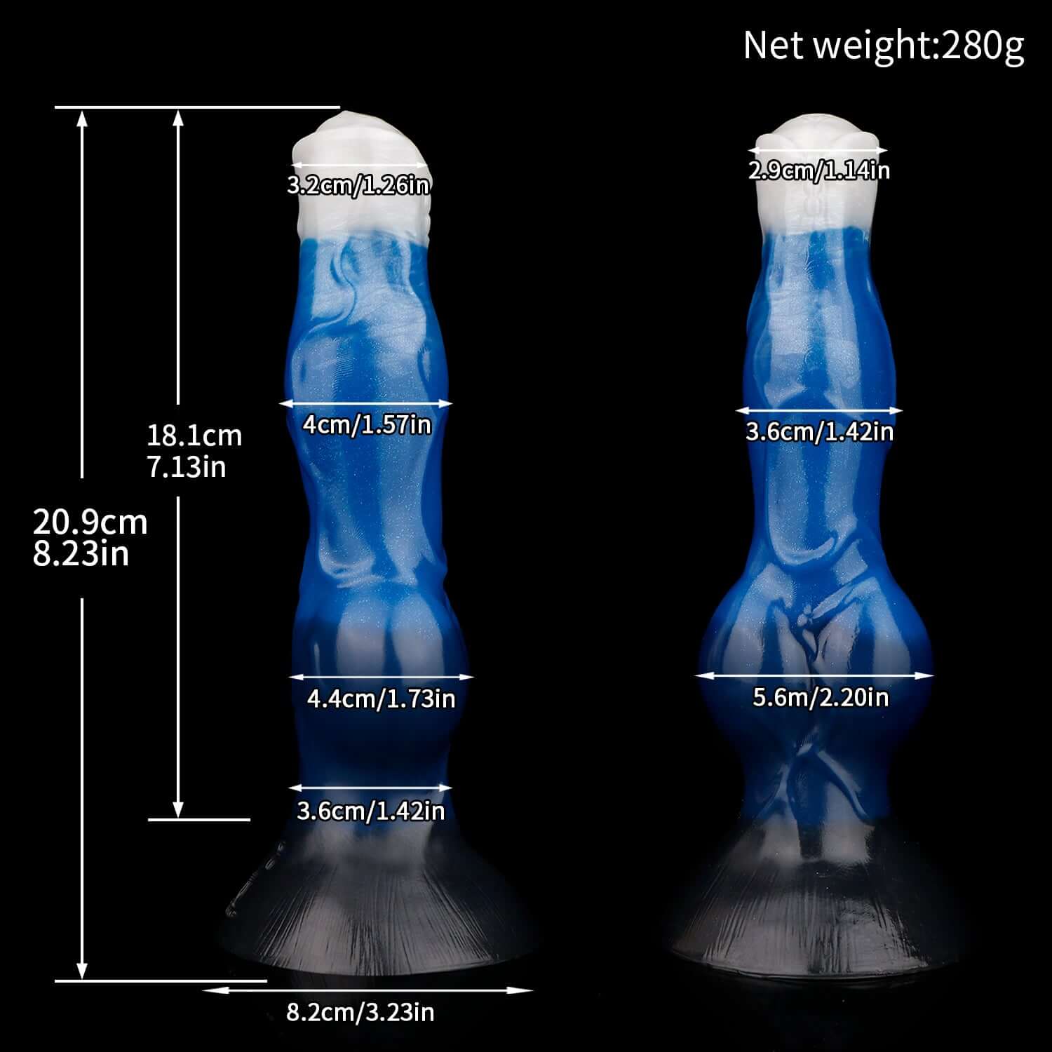 Gytrash monster dildo in the Voidstrike colourway -- platinum silicone -- Dragon Dildo®