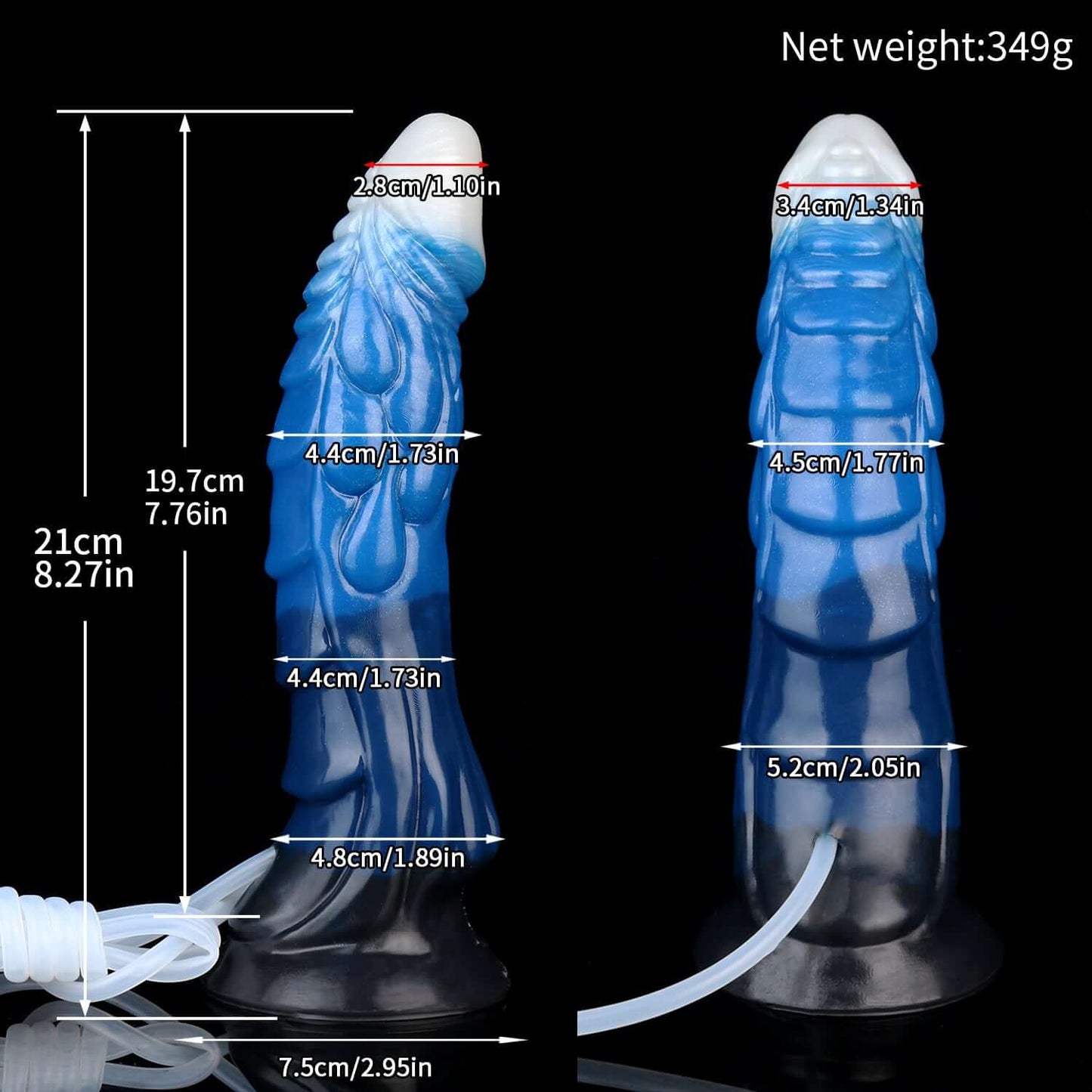 Nidhoggr ejaculating dragon dildo in the Voidstrike colourway -- platinum silicone -- Dragon Dildo®
