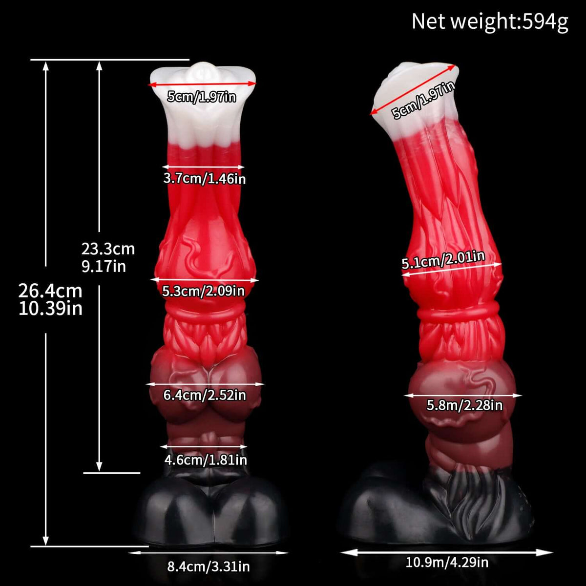 Pyrois horse dildo in the Bloodmoon colourway -- platinum silicone -- Dragon Dildo®