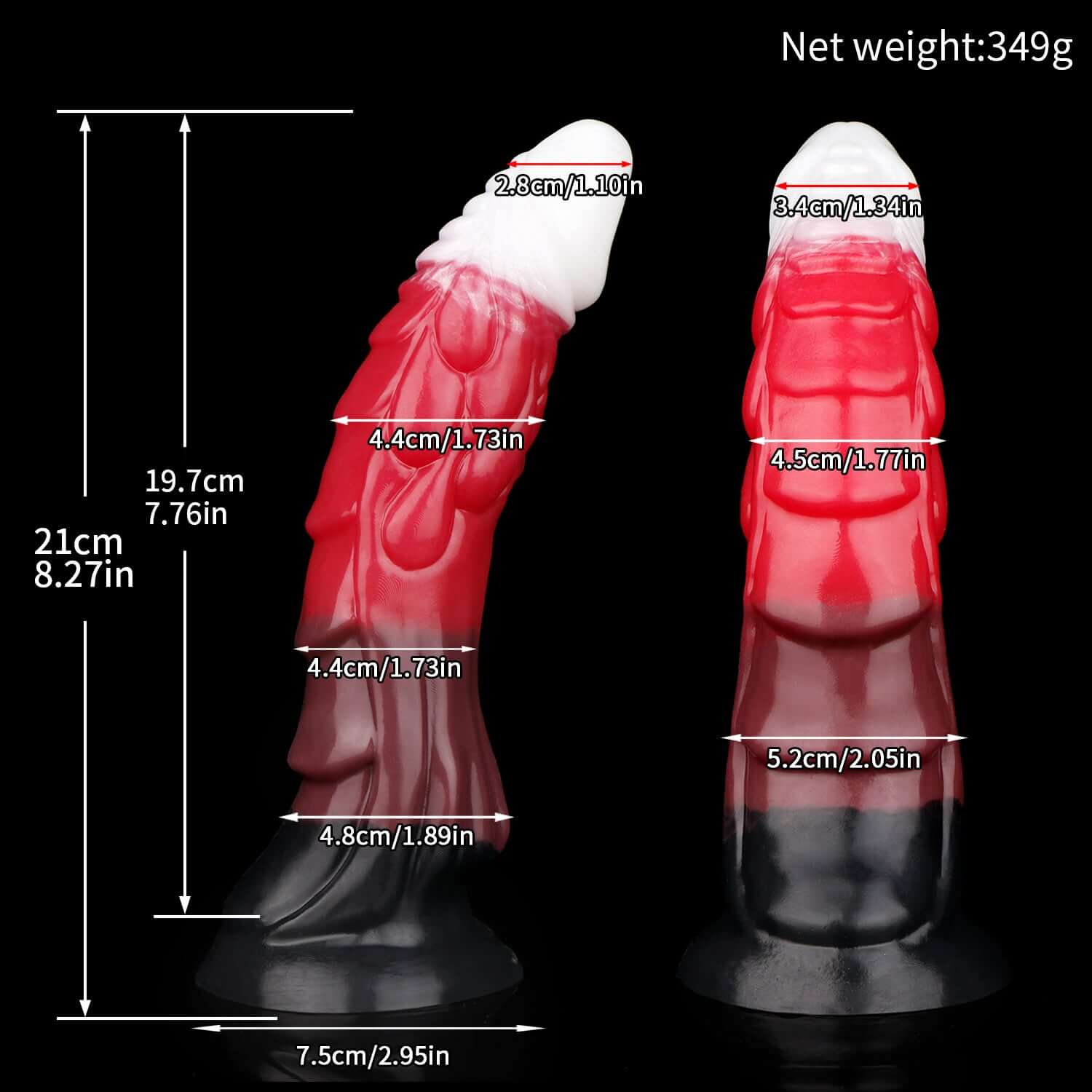 Smok dragon dildo in the Bloodmoon colourway -- platinum silicone -- Dragon Dildo®