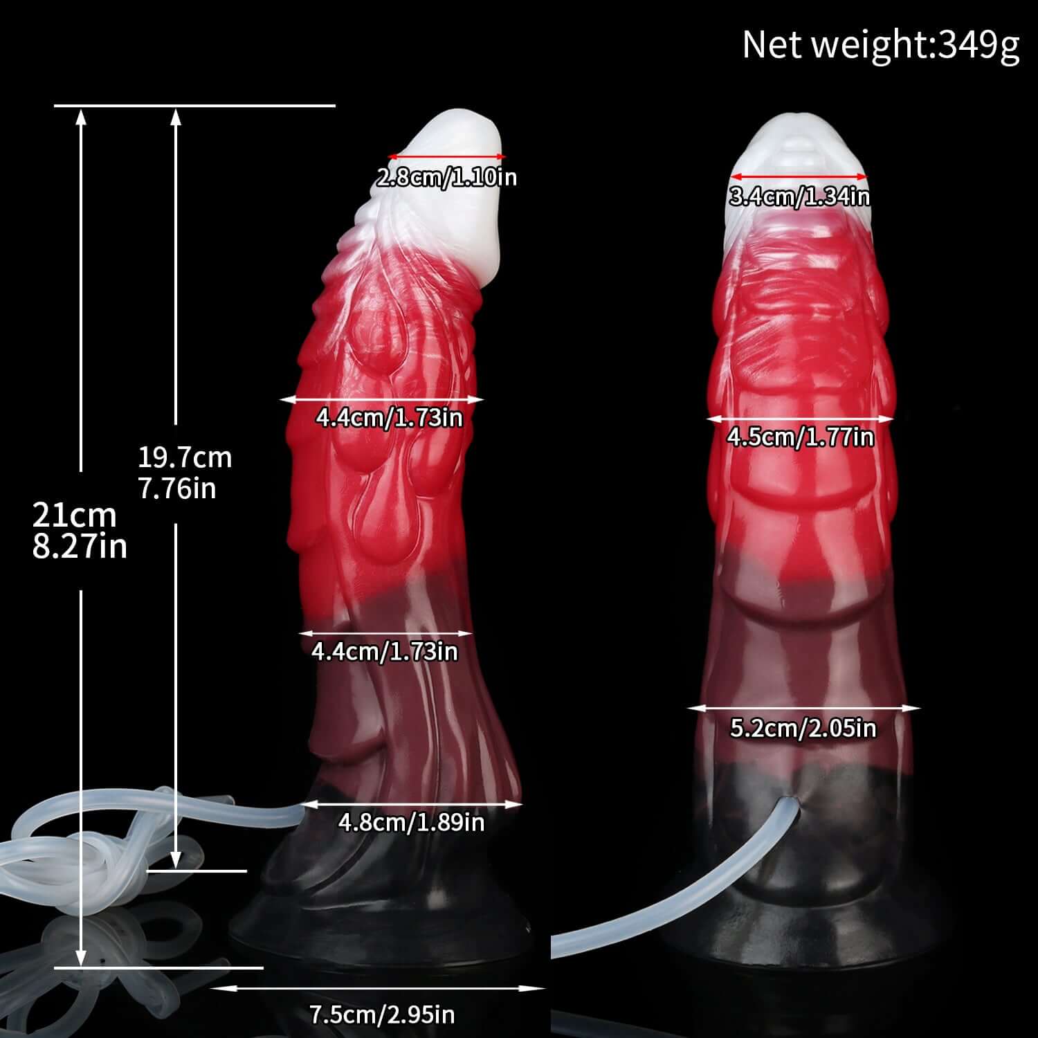 Smok ejaculating dragon dildo in the Bloodmoon colourway -- platinum silicone -- Dragon Dildo®