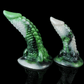 Cuelebre dragon dildo of the Pale Expanse  side by side -- Wyrmglass colourway -- hand-poured platinum silicone -- Dragon Dildo®